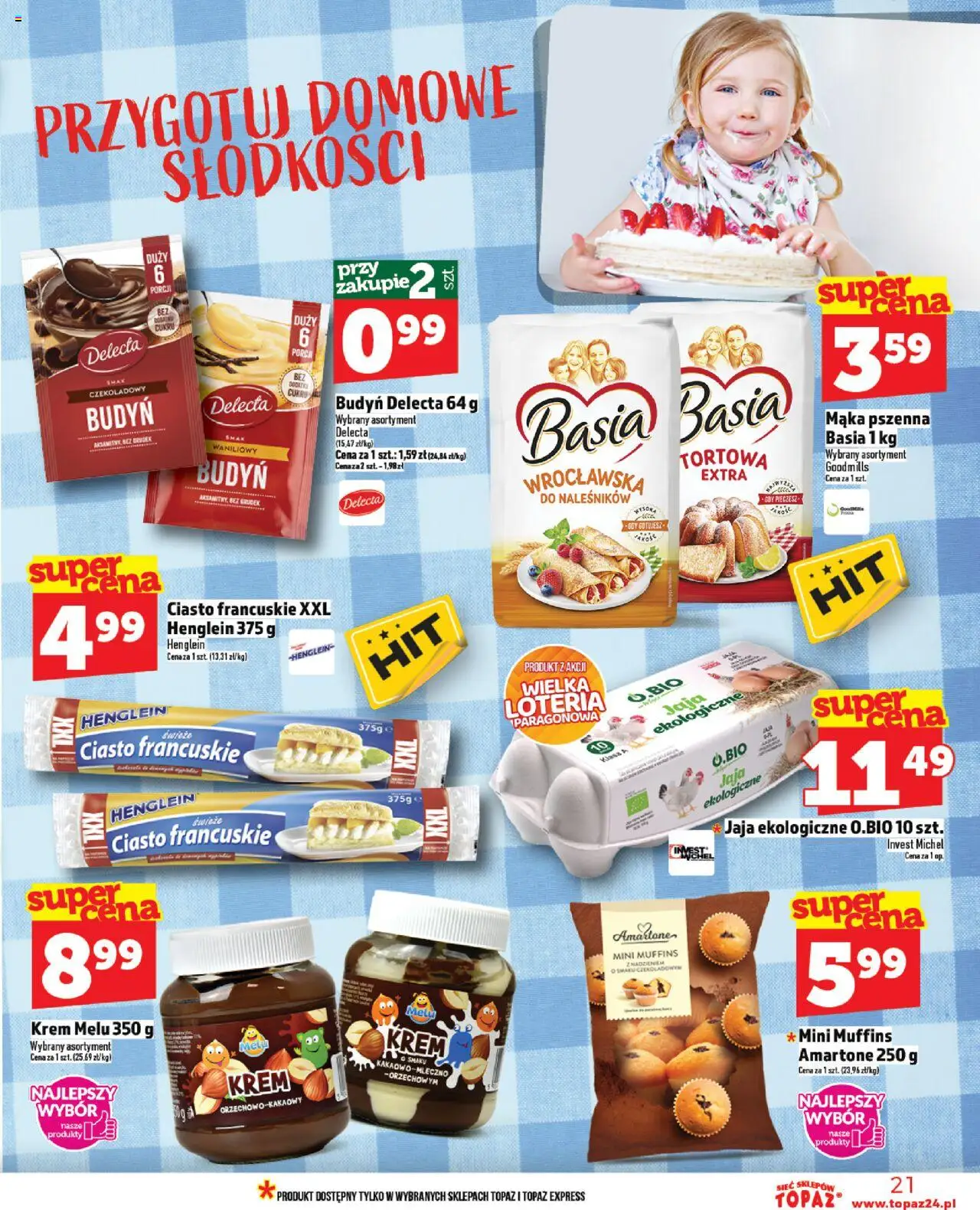 Topaz Gazetka od 28.08.2025 | Strona: 21 | Produkty: Ciasto francuskie XXL, Ciasto francuskie, Ciasto, Krem