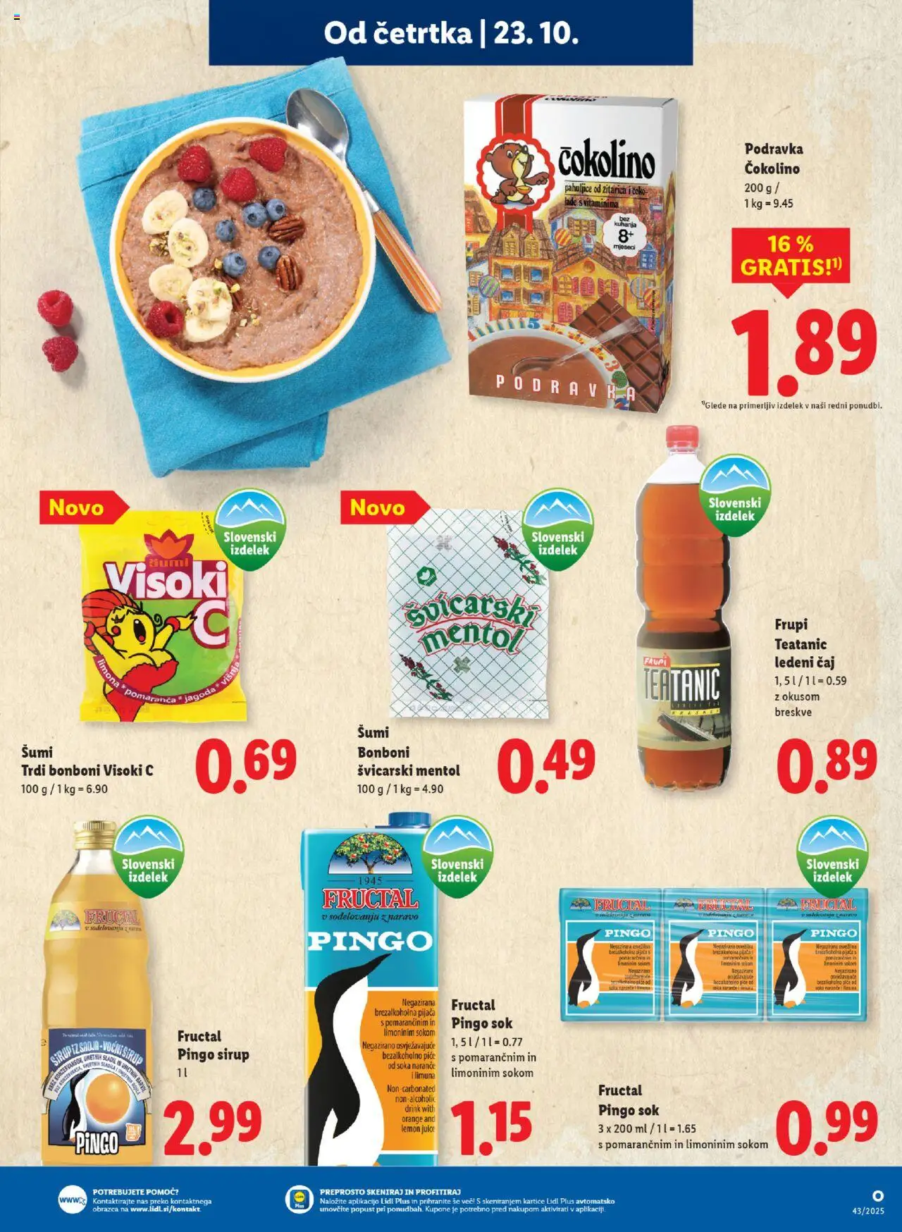 Novi Lidl katalog ponudbe – veljaven od 23.10.2025 | Stran: 13 | Izdelki: Sirup, Ledeni čaj, Sok, Caj