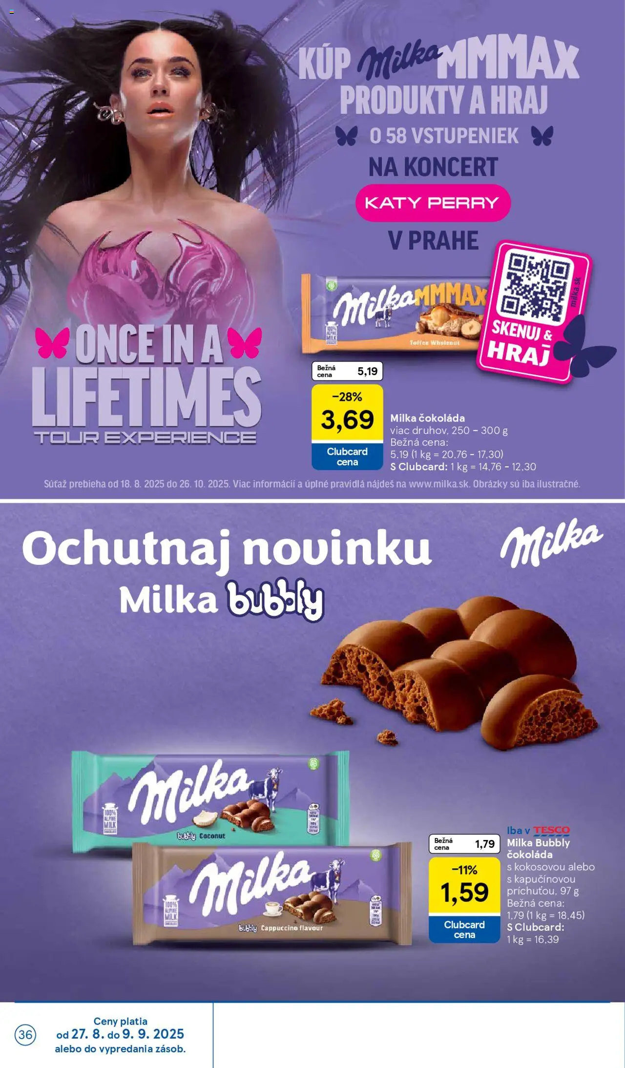 Tesco Hypermarket - leták │ platný od 27.08.2025 | Strana: 36 | Produkty: Čokoláda, Milka
