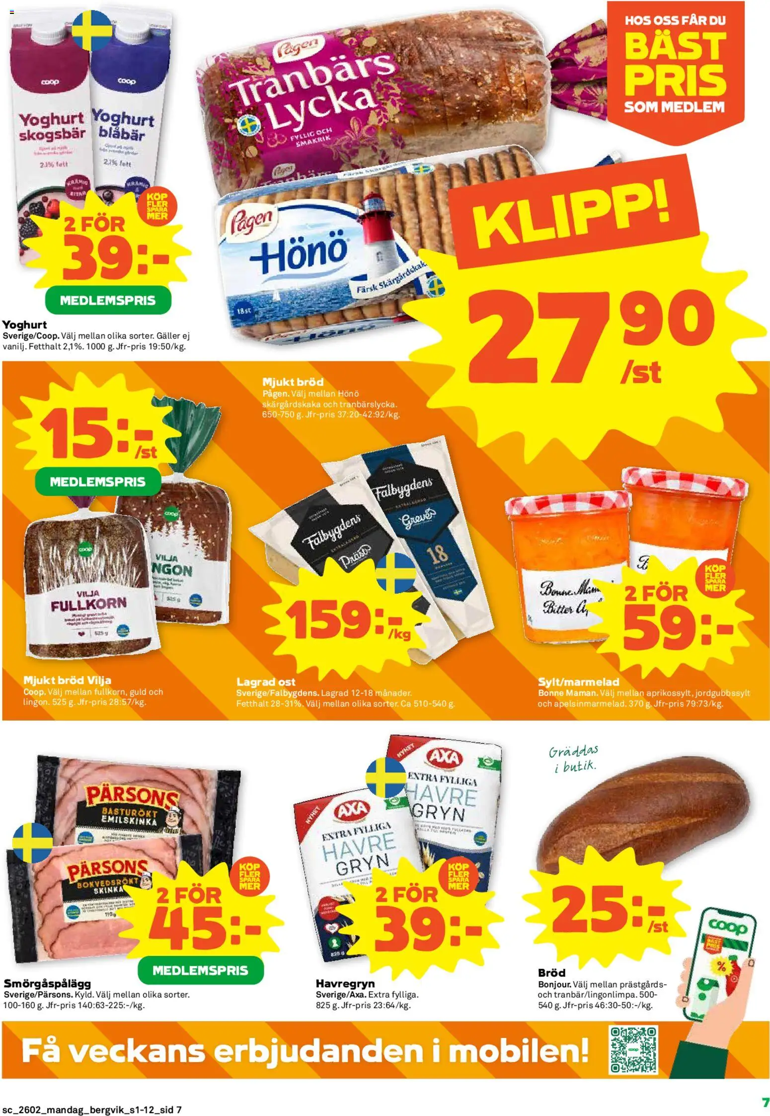 Stora Coop reklamblad aktuell från 05.01.2026 | Sida: 7 | Produkter: Galler, Bröd, Skinka, Blåbär