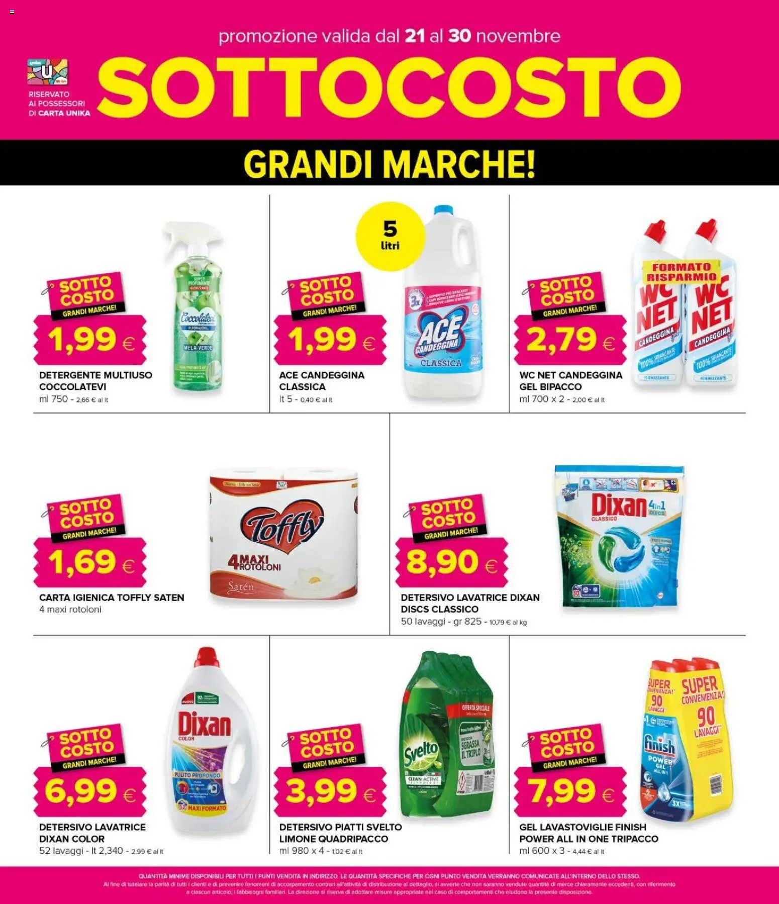 Volantino Oasi del 21.11.2025 | Pagina: 13 | Prodotti: Detergente, Limone, Lavastoviglie, WC