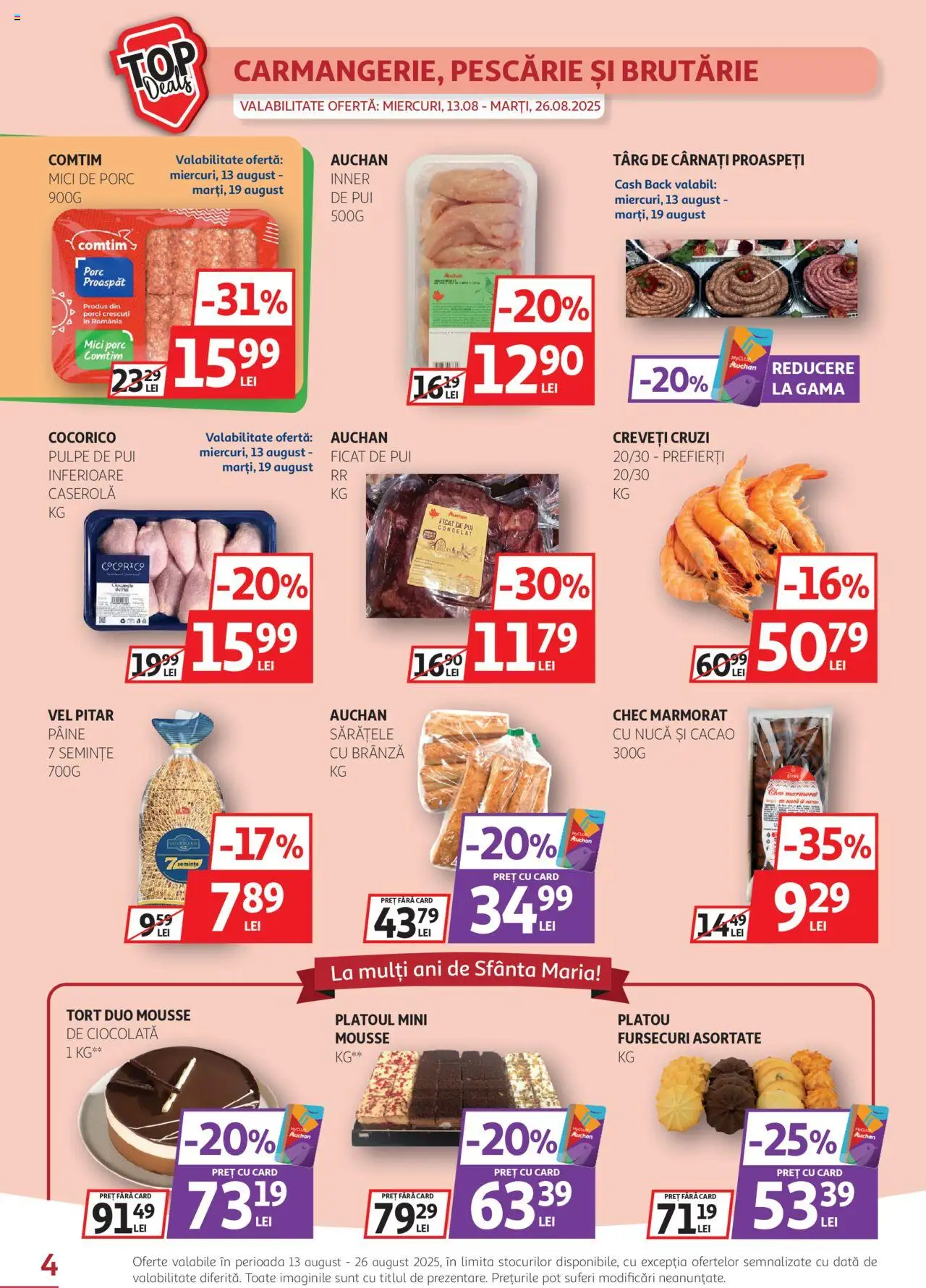 Catalog Auchan – valabil de la 13.08.2025 | Pagină: 4 | Produse: Mici, Semințe, Brânză, Ciocolată