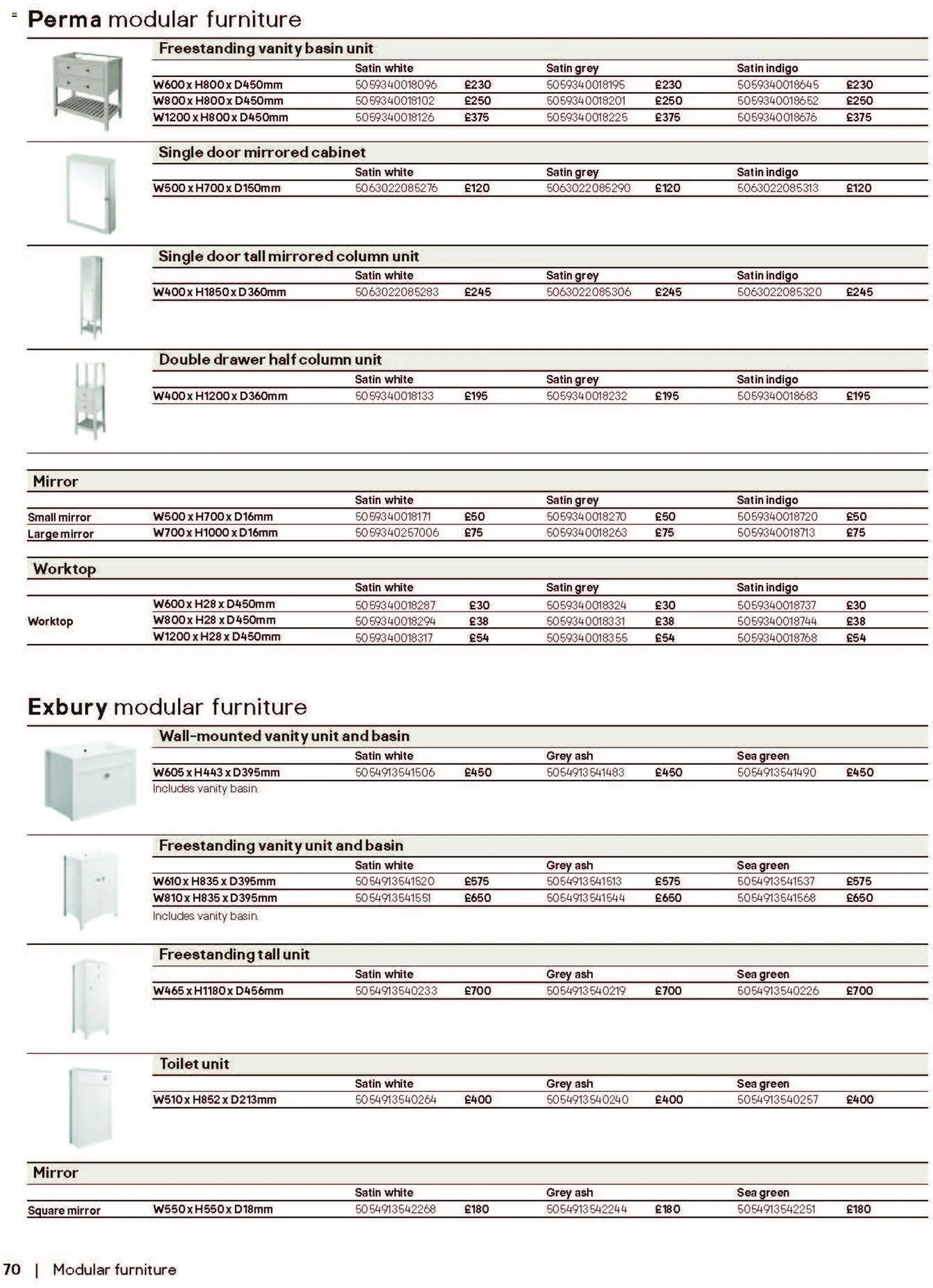 {H1} | Page: 70 | Products: Toilet, Door, Worktop, Cabinet