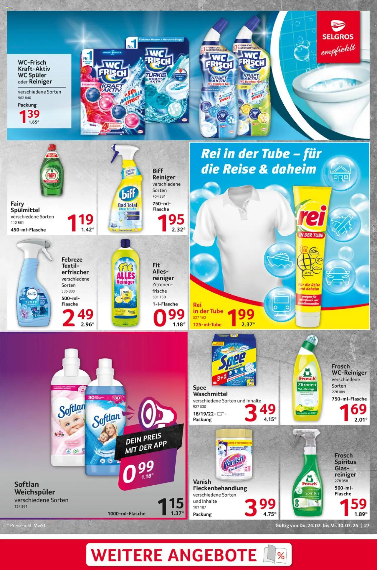Selgros Prospekt 	 - gültig ab dem 24.07.2025 | Seite: 27 | Produkte: Bad, Wasser, Weichspüler, Zitrone