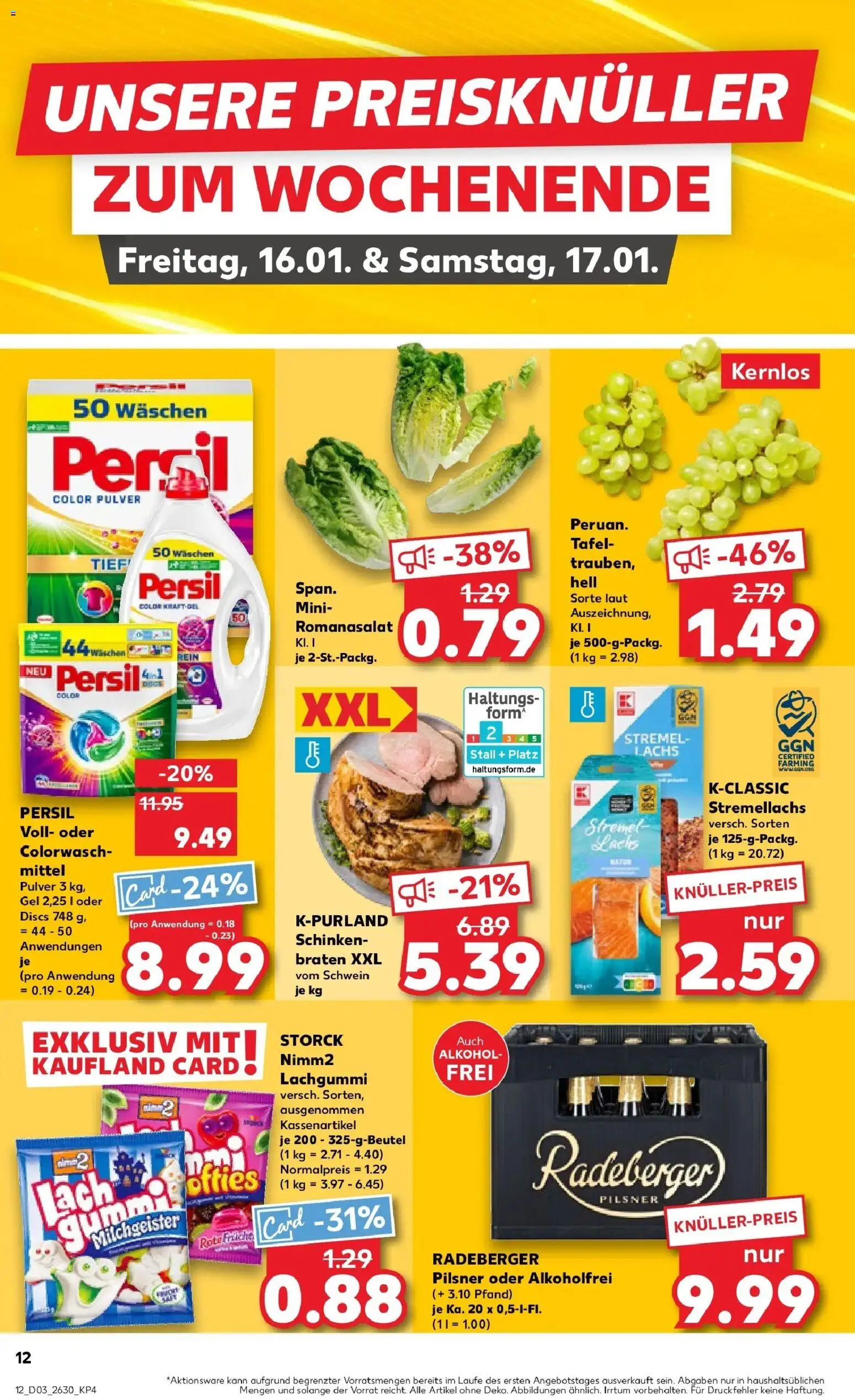 Kaufland prospekt Leipzig	 – gültig ab 15.01.2026 | Seite: 12 | Produkte: Lachs, Schinken, Radeberger pilsner, Persil