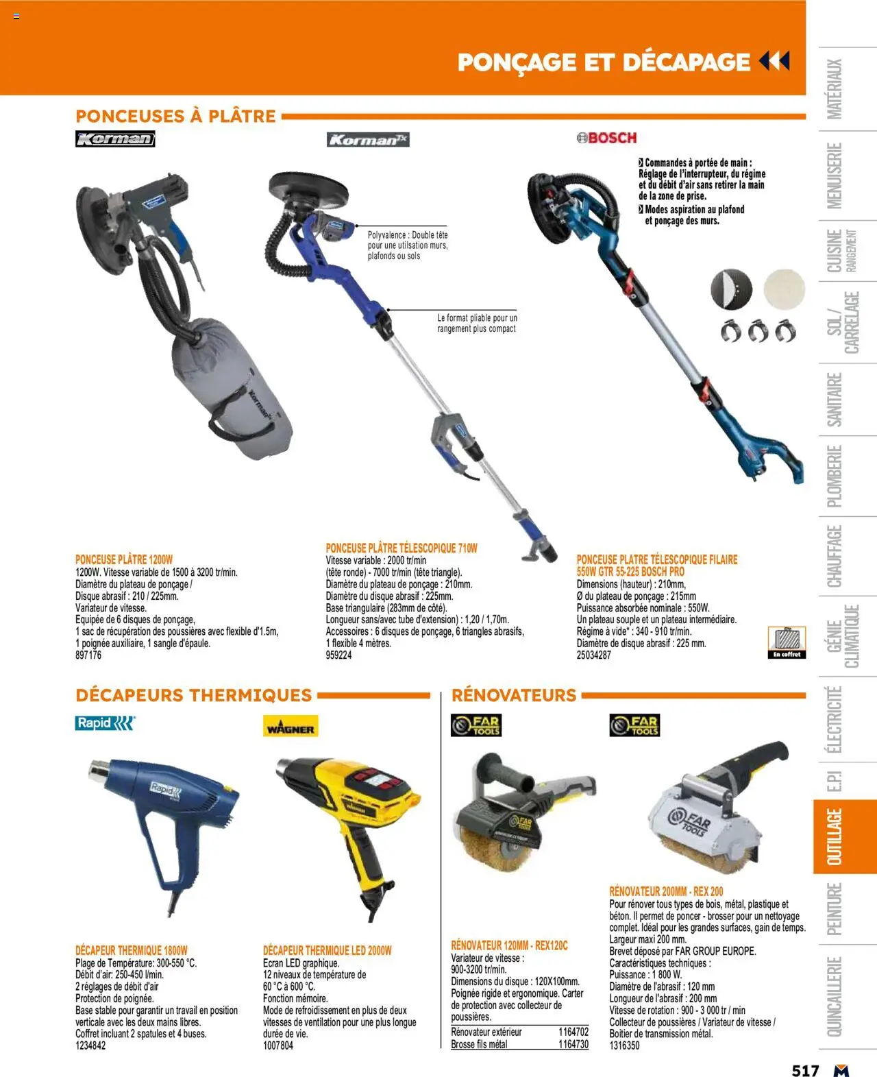  | Page: 517 | Produits: Sac, Ponceuse, Brosse, Plâtre