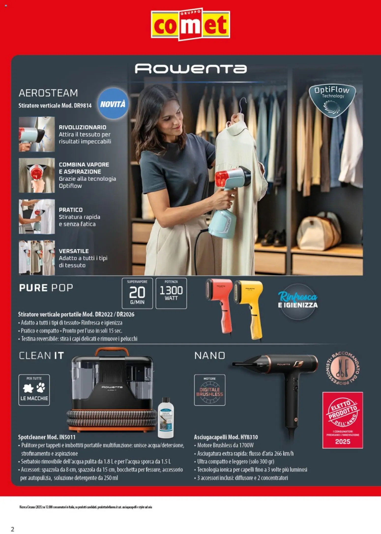 Volantino Comet del 03.12.2025 | Pagina: 2 | Prodotti: Spazzola, Stiratore verticale, Detergente, Asciugacapelli