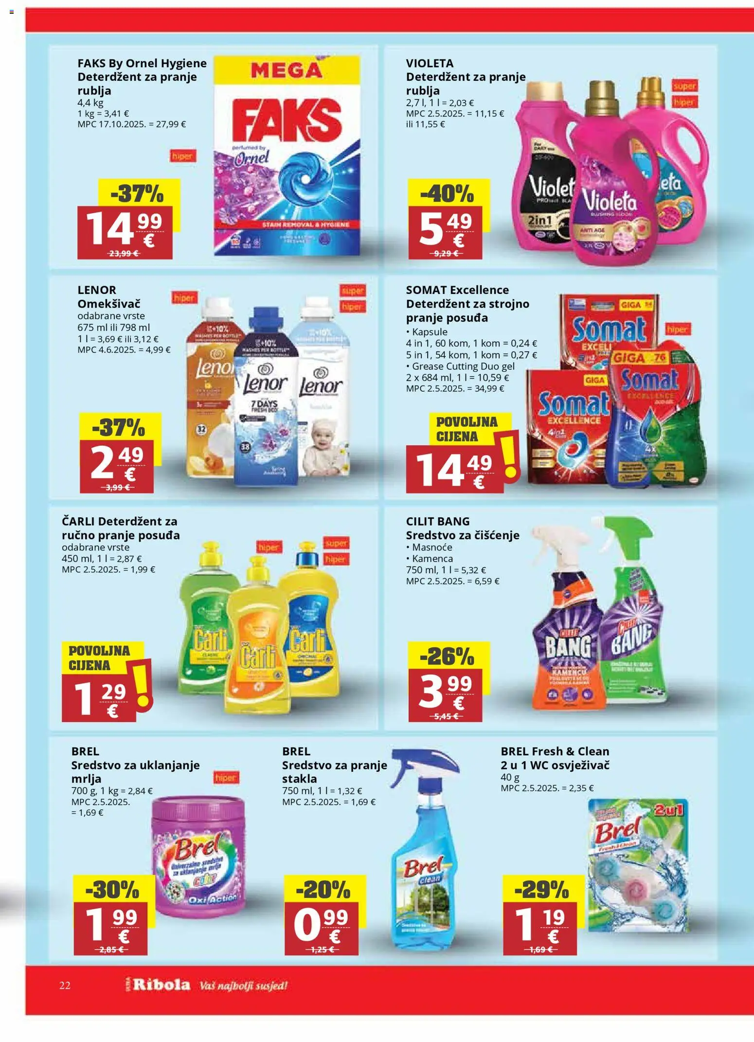 Ribola katalog | vrijedi od 04.02.2026 | Stranica: 22 | Proizvodi: Faks, Deterdžent za pranje rublja, Omekšivač, Somat