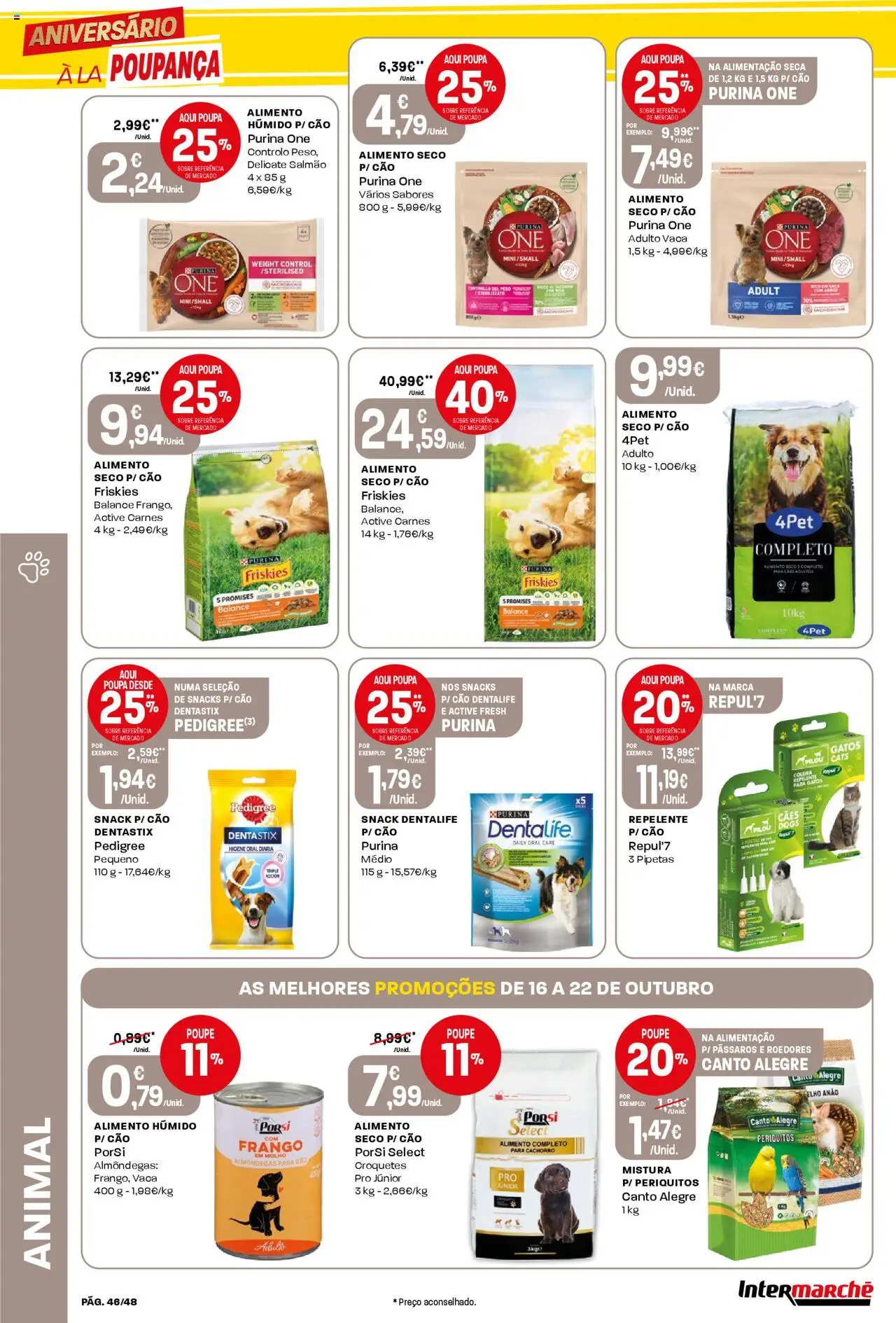 Intermarché folheto │ válido de 16.10.2025 | Página: 46 | Produtos: Frango, Repelente, Salmão, Arroz