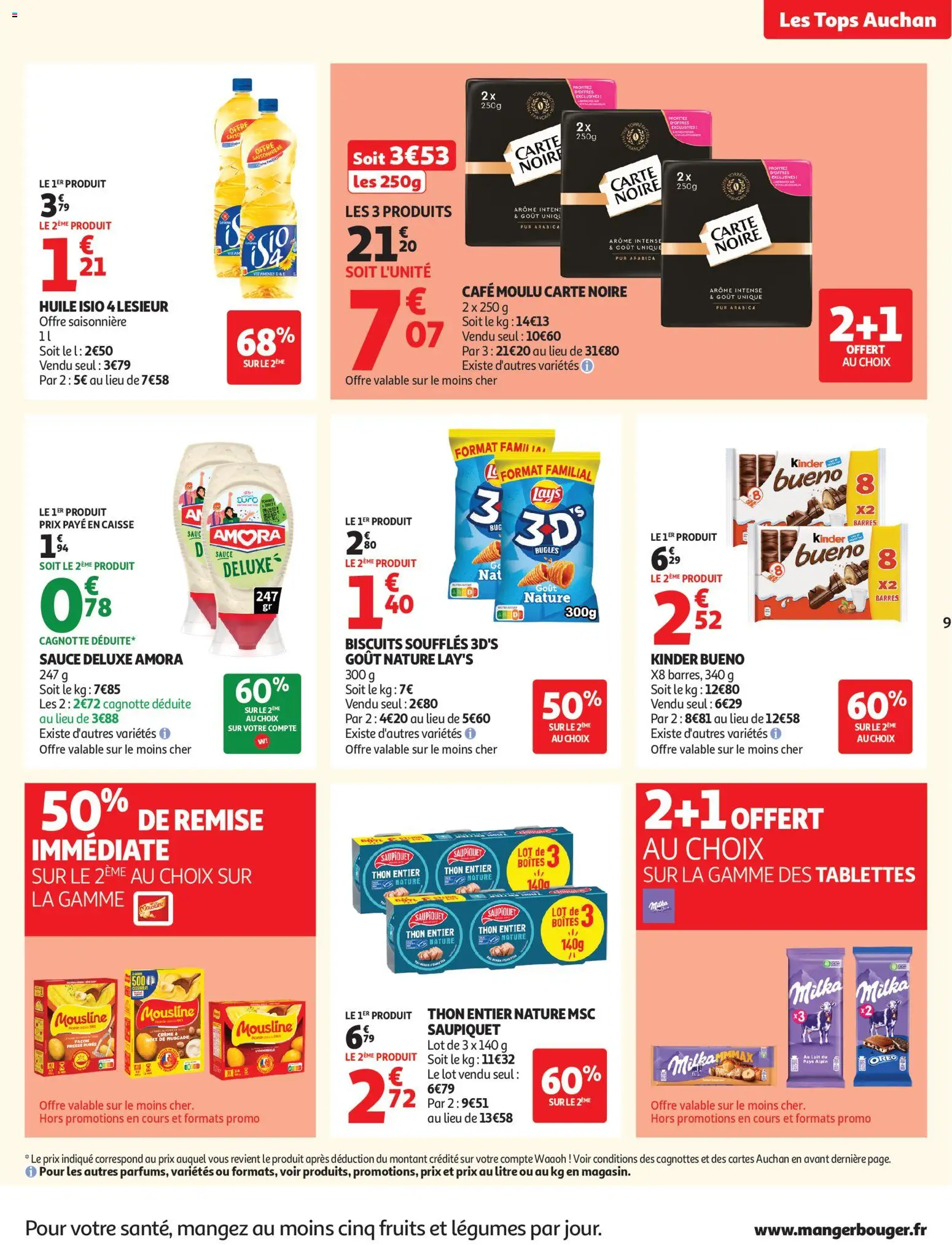 {H1} | Page: 9 | Produits: Cafe moulu carte noire, Kinder Bueno, Lait, Café