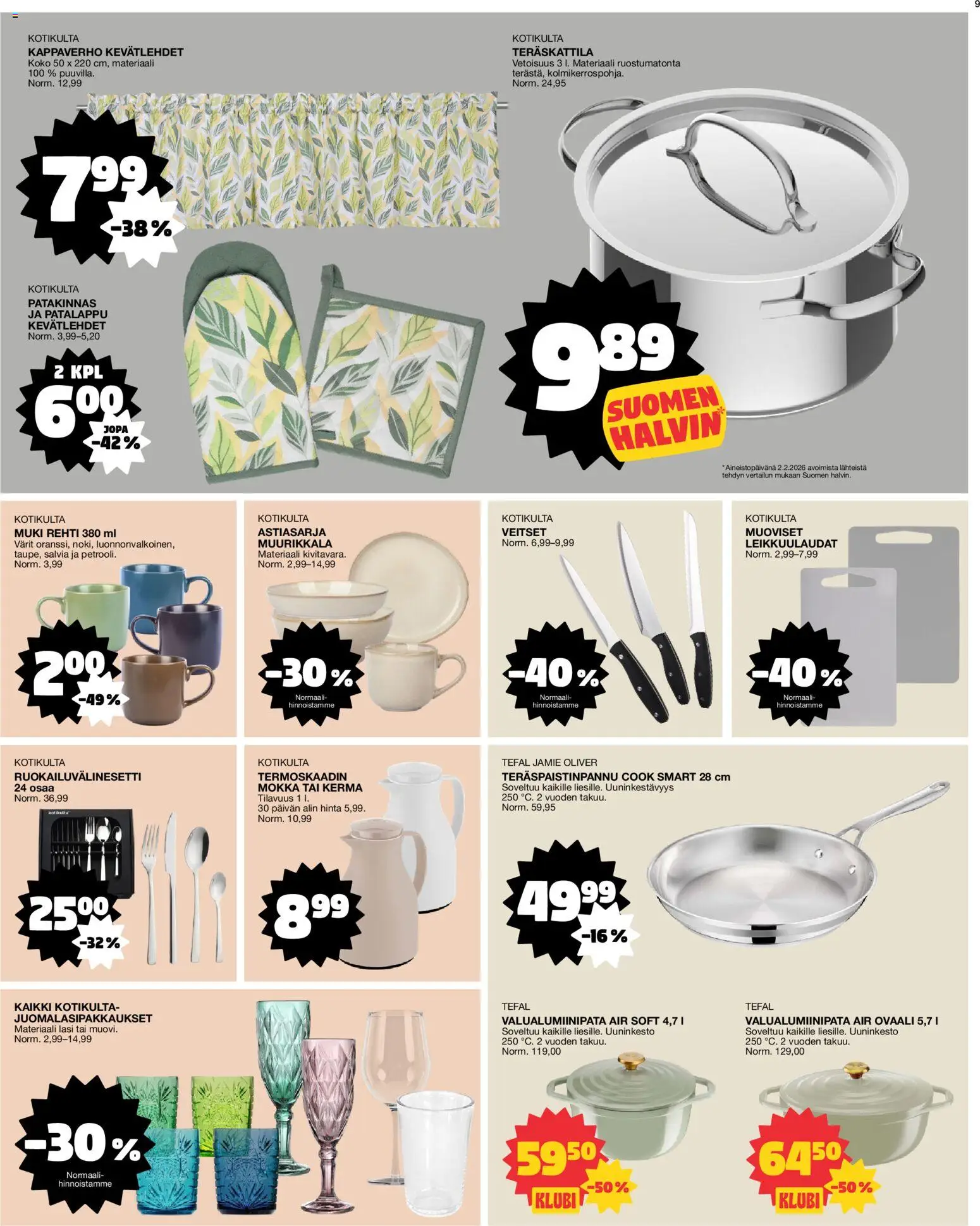 Tokmanni tarjoukset – voimassa 16.02.2026 alkaen | Sivu: 9 | Tuotteet: Muki, Patalappu, Kerma