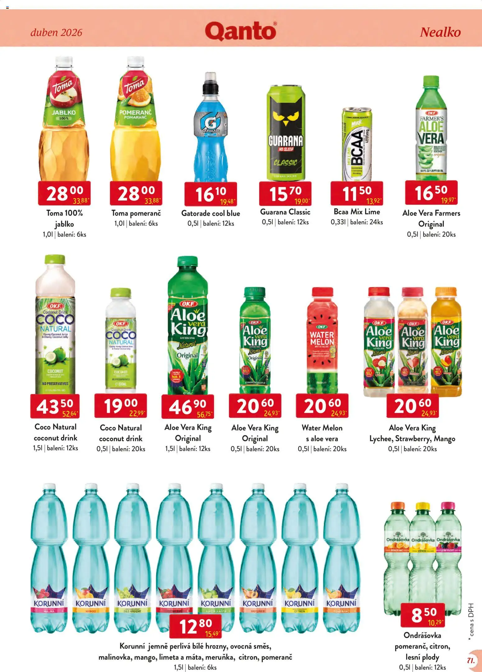 Astur & Qanto leták - Velkoobchod 04/2026 od 01.04.2026 | Strana: 71 | Produkty: Mango, Ondrášovka, BCAA, Citron