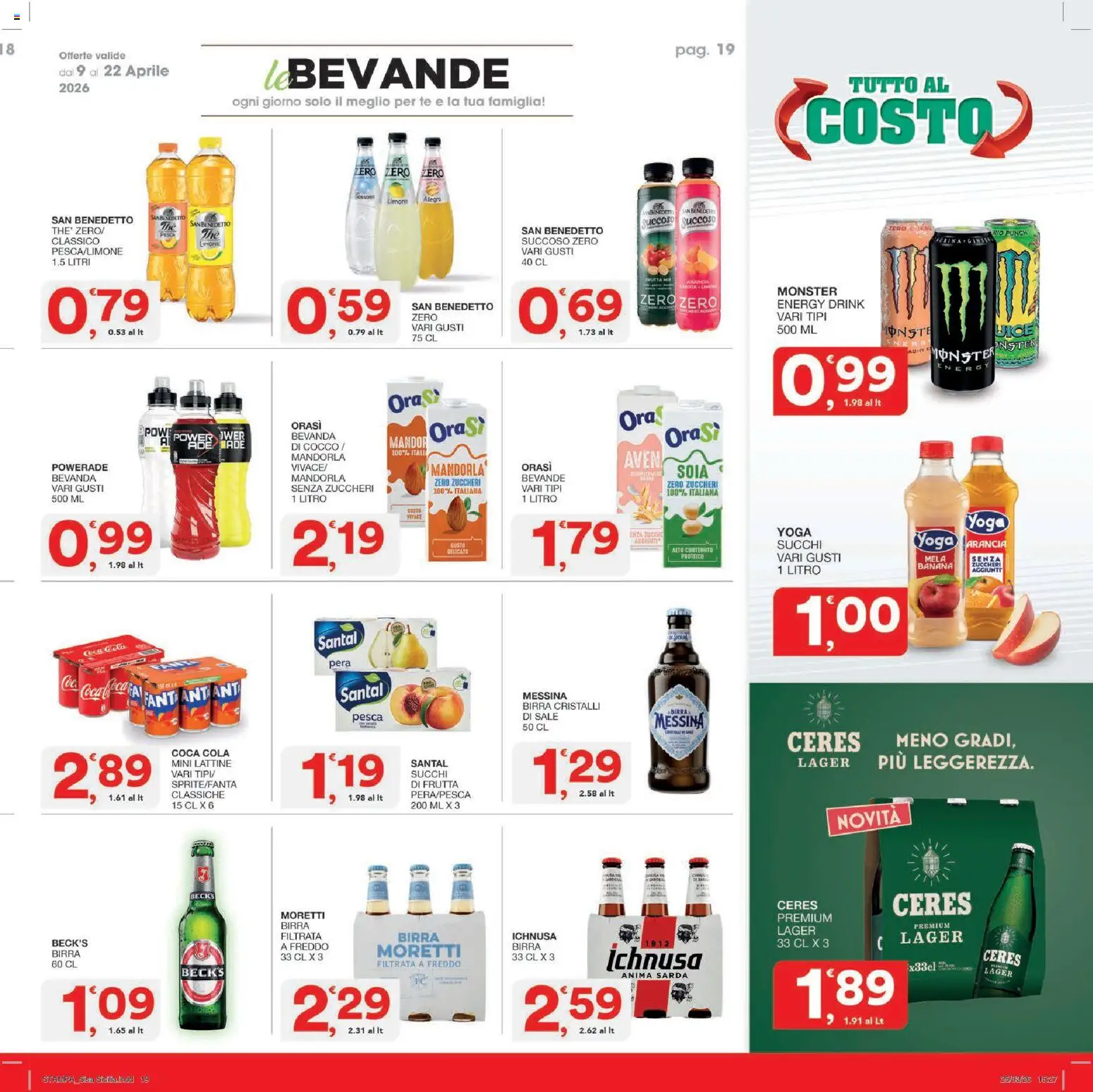 Volantino SISA del 09.04.2026 | Pagina: 19 | Prodotti: Birra, Tè, Limone, Stampa
