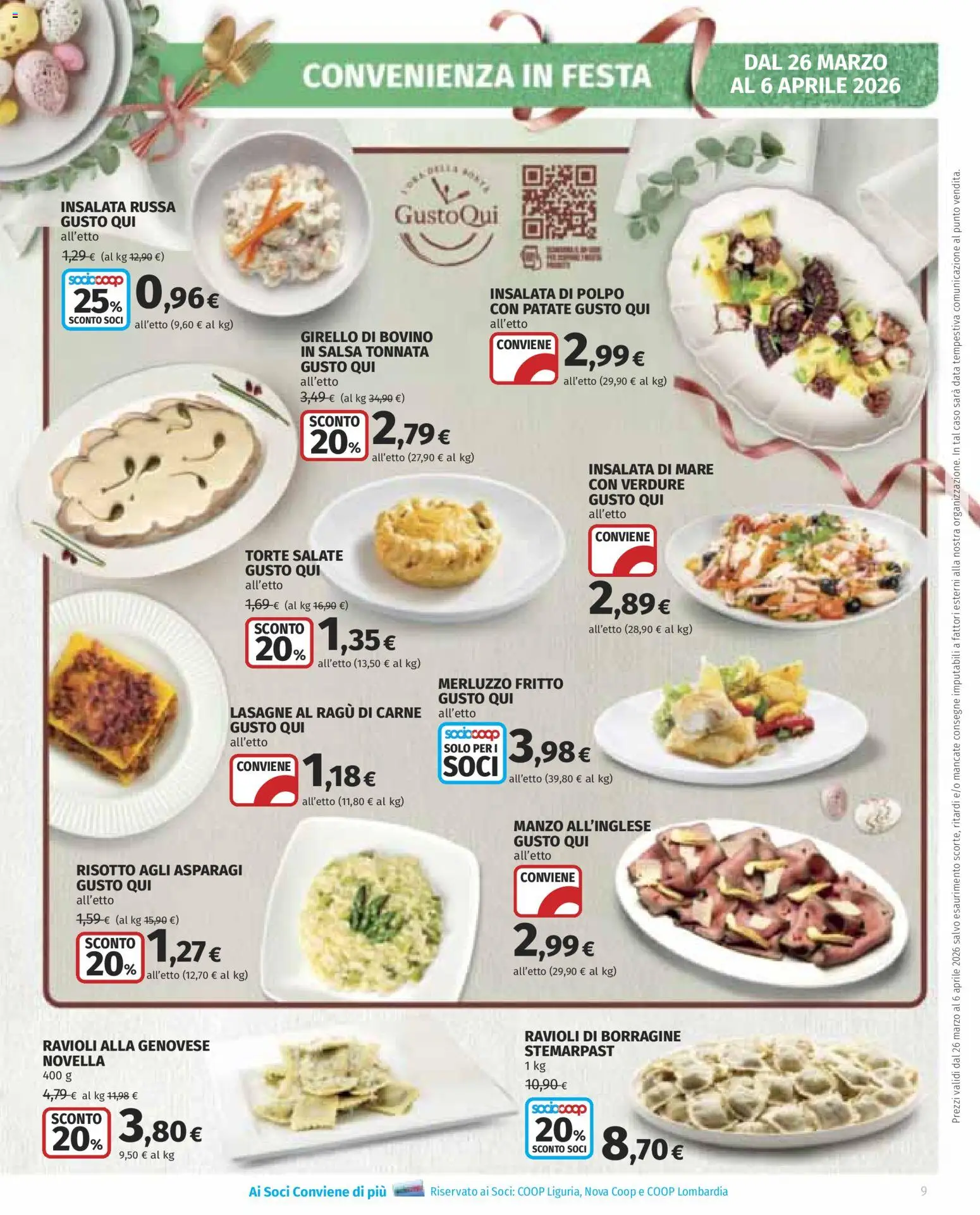 Volantino COOP del 26.03.2026 | Pagina: 9 | Prodotti: Manzo, Insalata, Verdure, Girello
