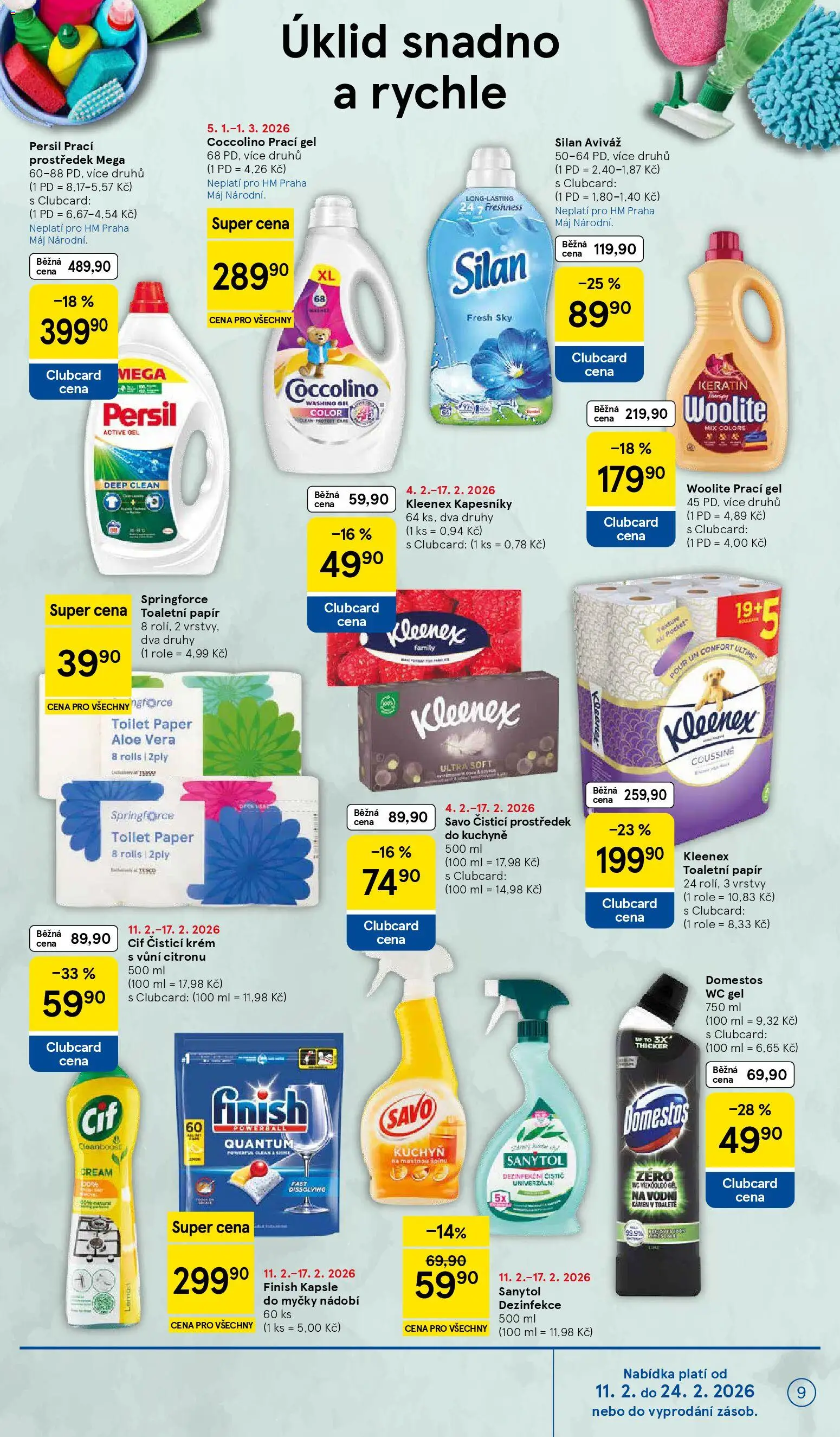 Tesco leták - Hypermarket od 11.02.2026 | Strana: 9 | Produkty: Kapsle, Cif, Domestos, Wc