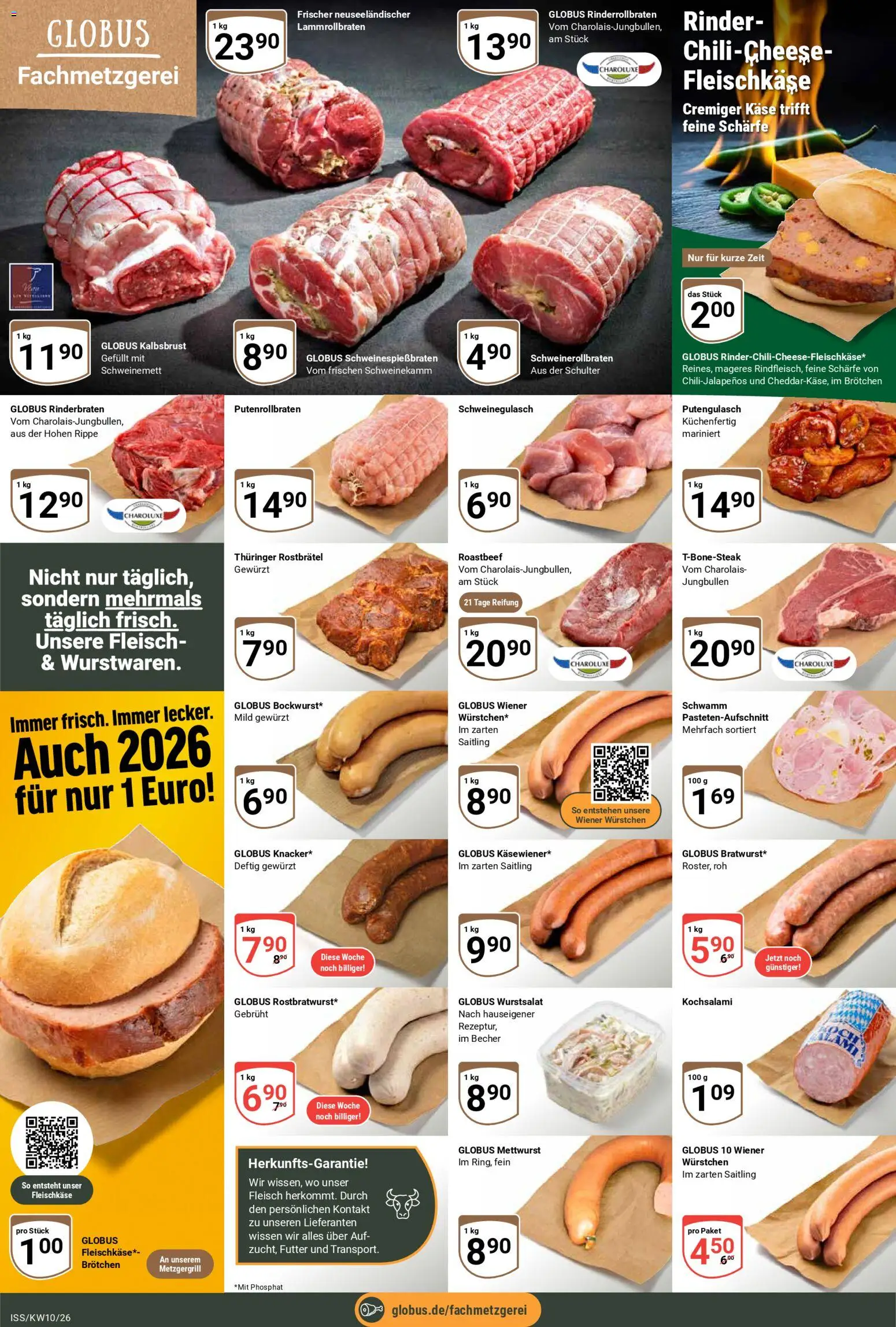 Globus Prospekt – gültig ab 02.03.2026 | Seite: 9 | Produkte: Rinderbraten, Wiener wurstchen, Roastbeef, Fleisch