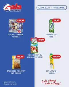Gala MARKET vikend akcija - pregled Gala MARKET kataloga - važi od 12.09.2025