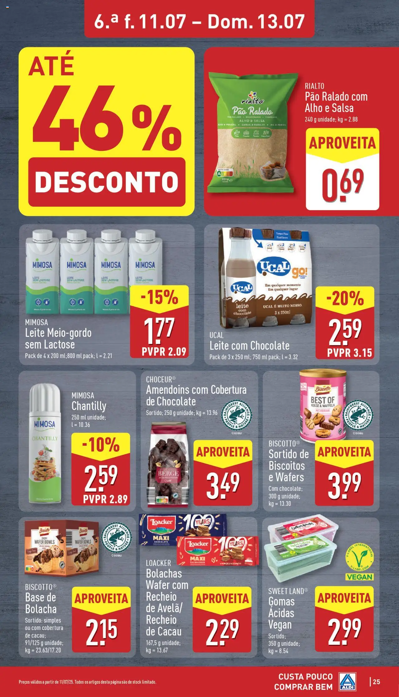 Aldi folheto │ válido de 07.07.2025 | Página: 25 | Produtos: Amendoins, Chantilly, Pão, Gomas