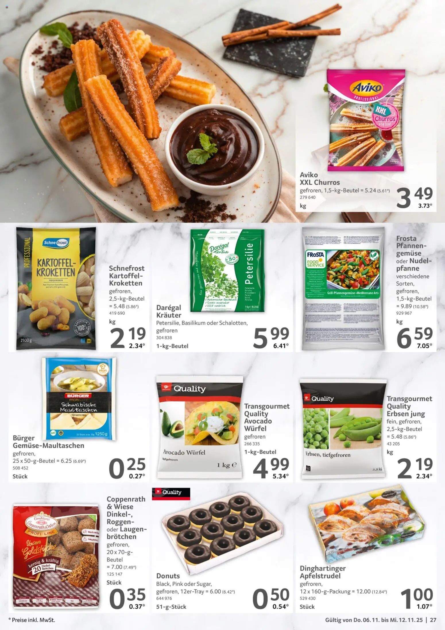 Selgros Prospekt 	 – gültig ab 06.11.2025 | Seite: 27 | Produkte: Frosta, Gemüse, Maultaschen, Erbsen