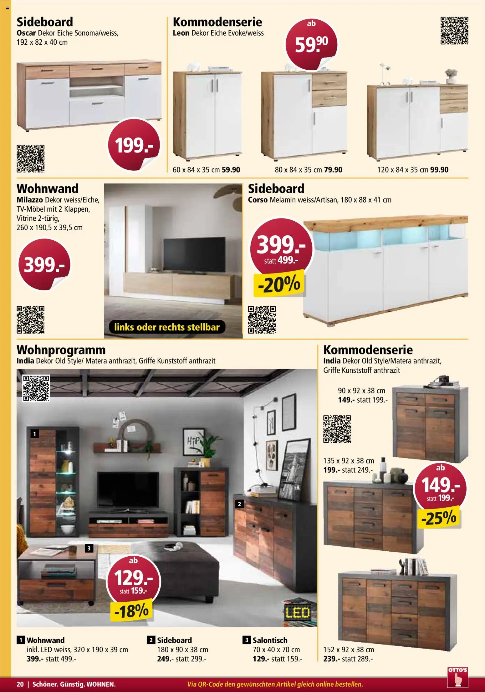 Otto's Aktionen Möbelflyer – gültig ab 01.03.2026 | Seite: 20 | Produkte: Vitrine, Sideboard, Wohnwand