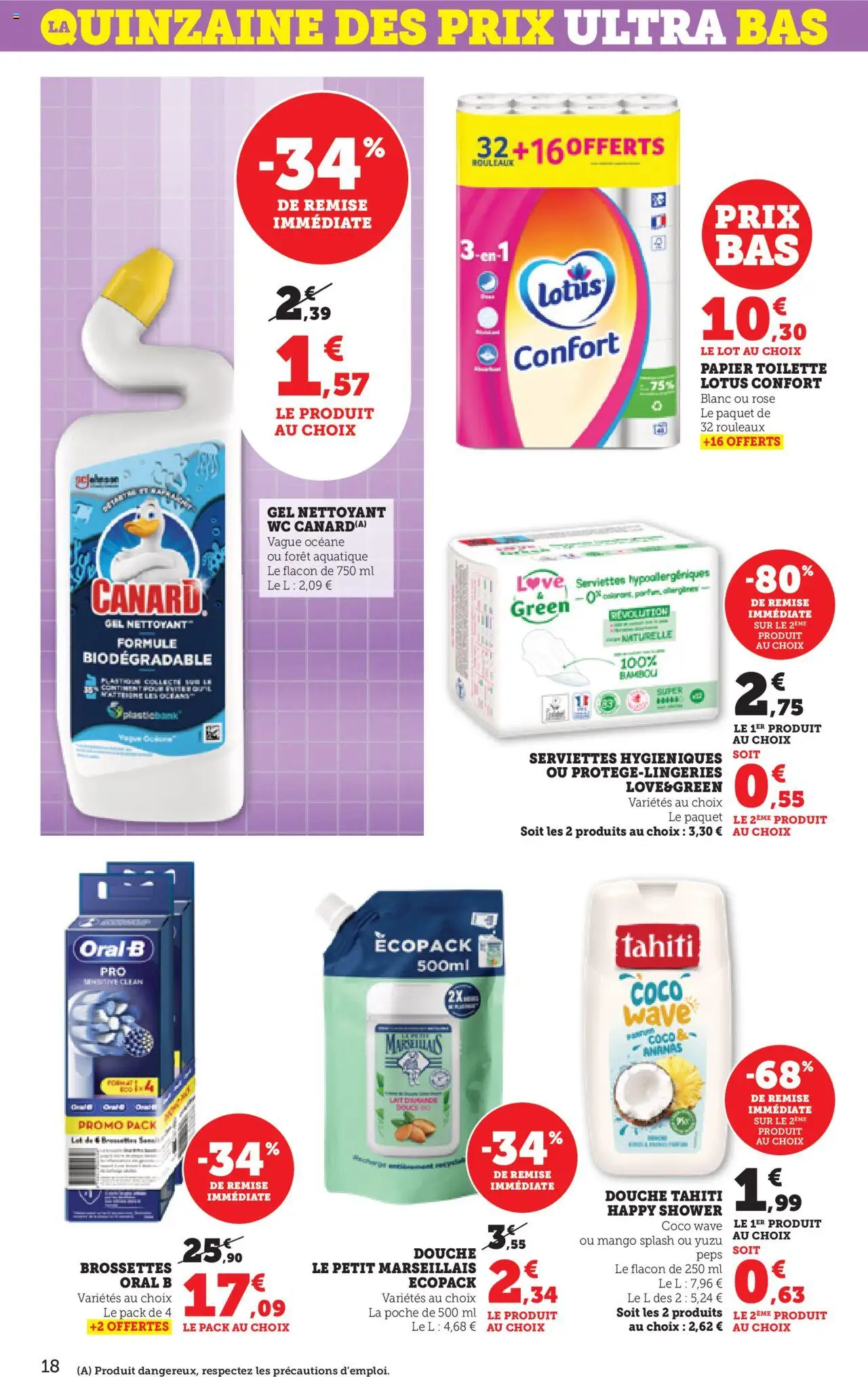  | Page: 18 | Produits: Lait d'amande, Papier toilette Lotus, Douche, Ananas