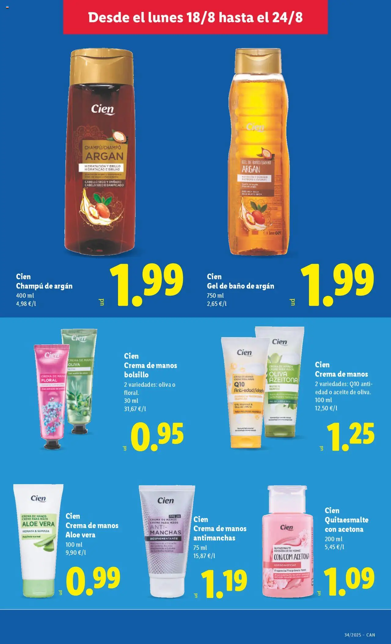 Lidl - Canarias │ válido desde el 18.08.2025 | Página: 19 | Productos: Champú, Aceite, Crema, Baño