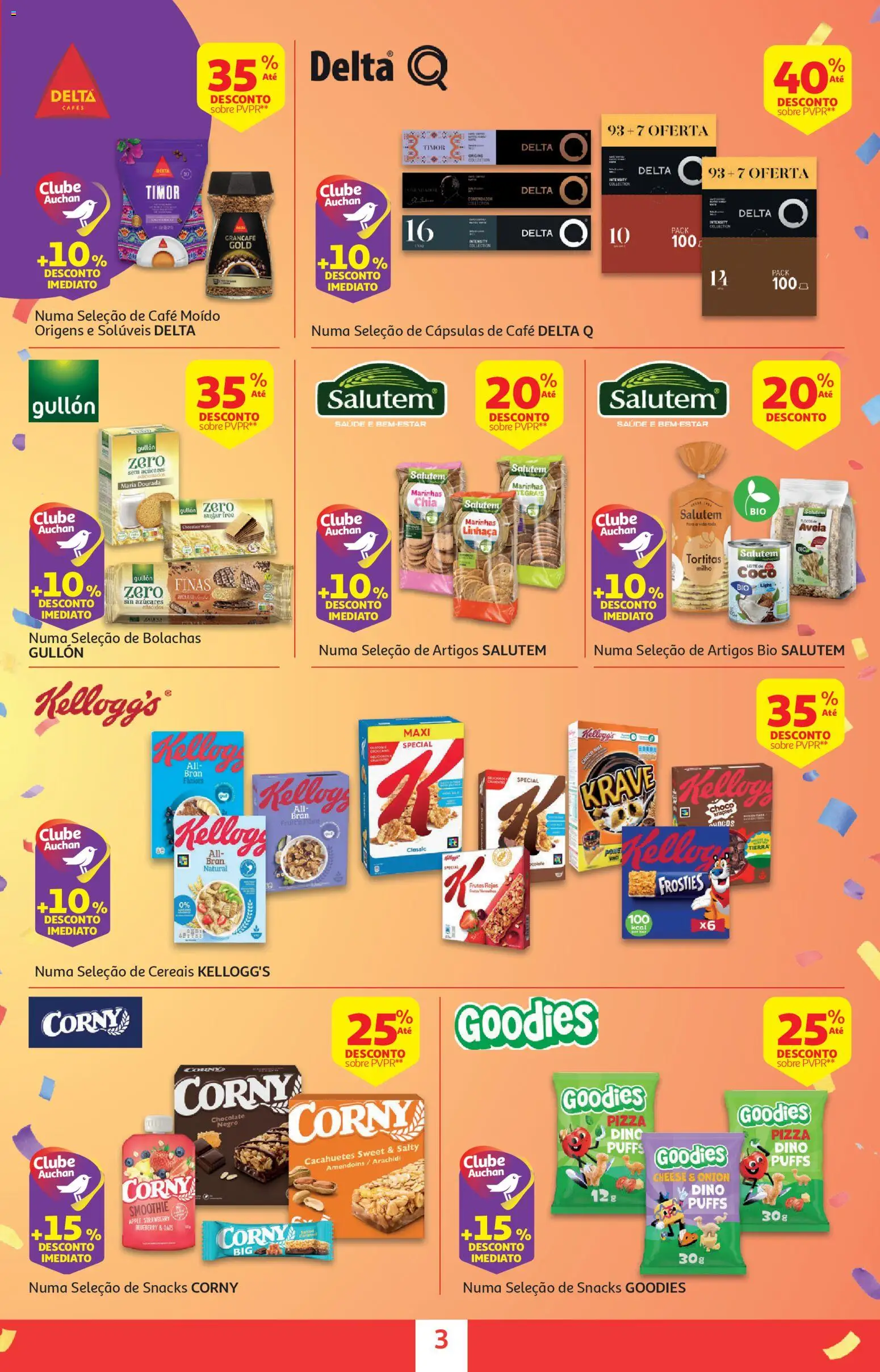 Auchan - Festa das Marcas │ válido de 03.03.2026 | Página: 3 | Produtos: Amendoins, Dourada, Bolachas, Pizza