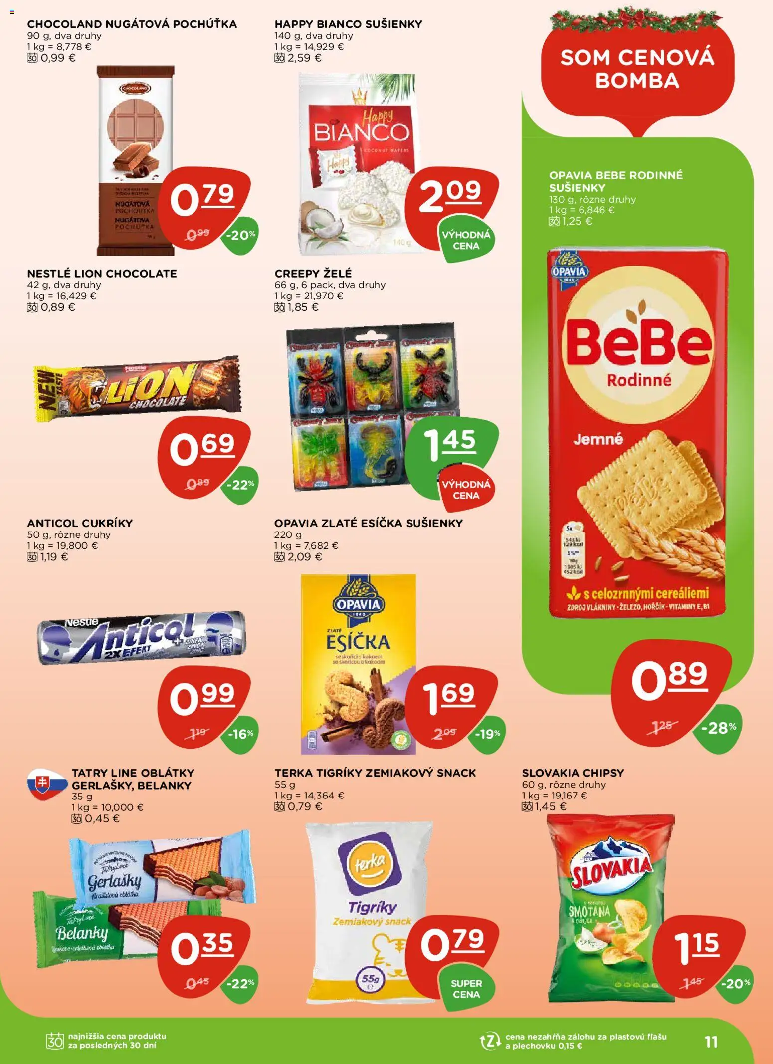 Nové Terno akcie – leták je platný od 11.12.2025 | Strana: 11 | Produkty: Smotana, Cukríky, Chipsy