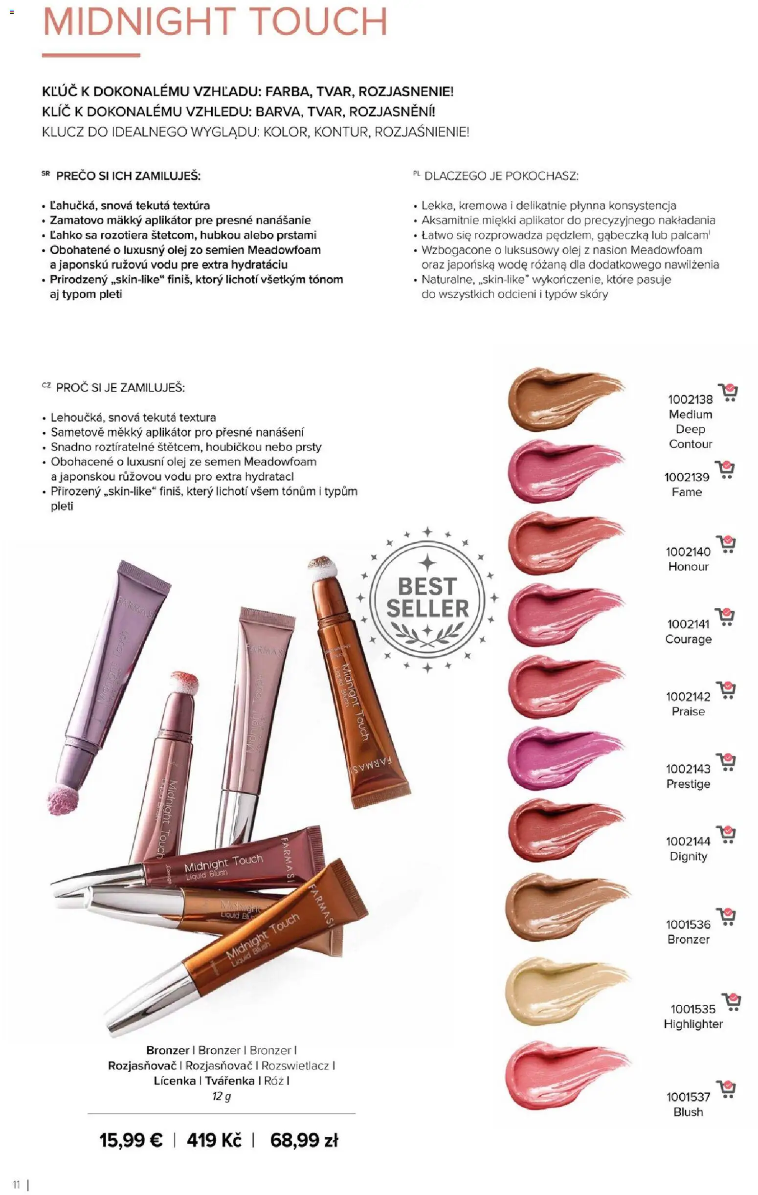 Nové Farmasi akcie – leták je platný od 01.01.2026 | Strana: 11 | Produkty: Olej, Bronzer, Lícenka, Rozjasňovač
