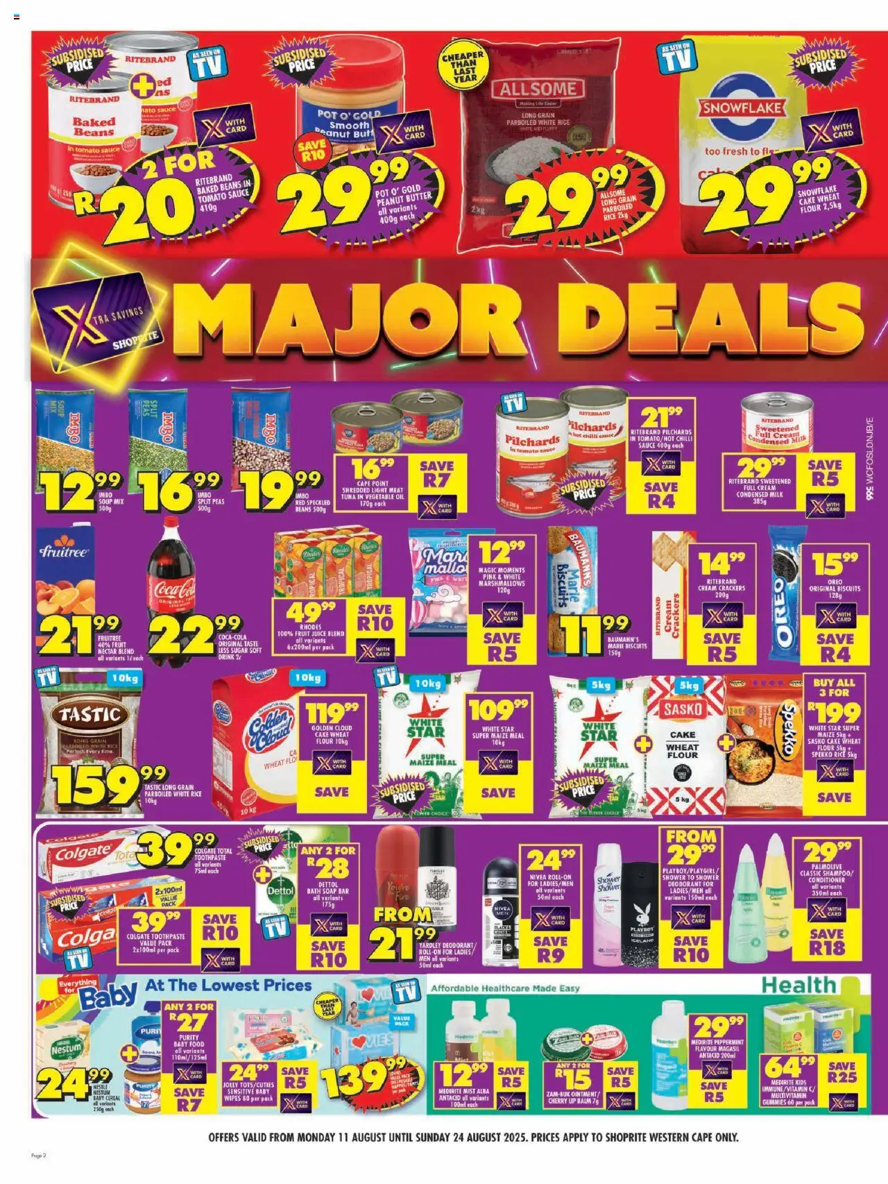 Shoprite Western Cape - Major Deals │ valid from 11.08.2025 | Page: 2 | Products: Tuna, Milk, Rice, Cream