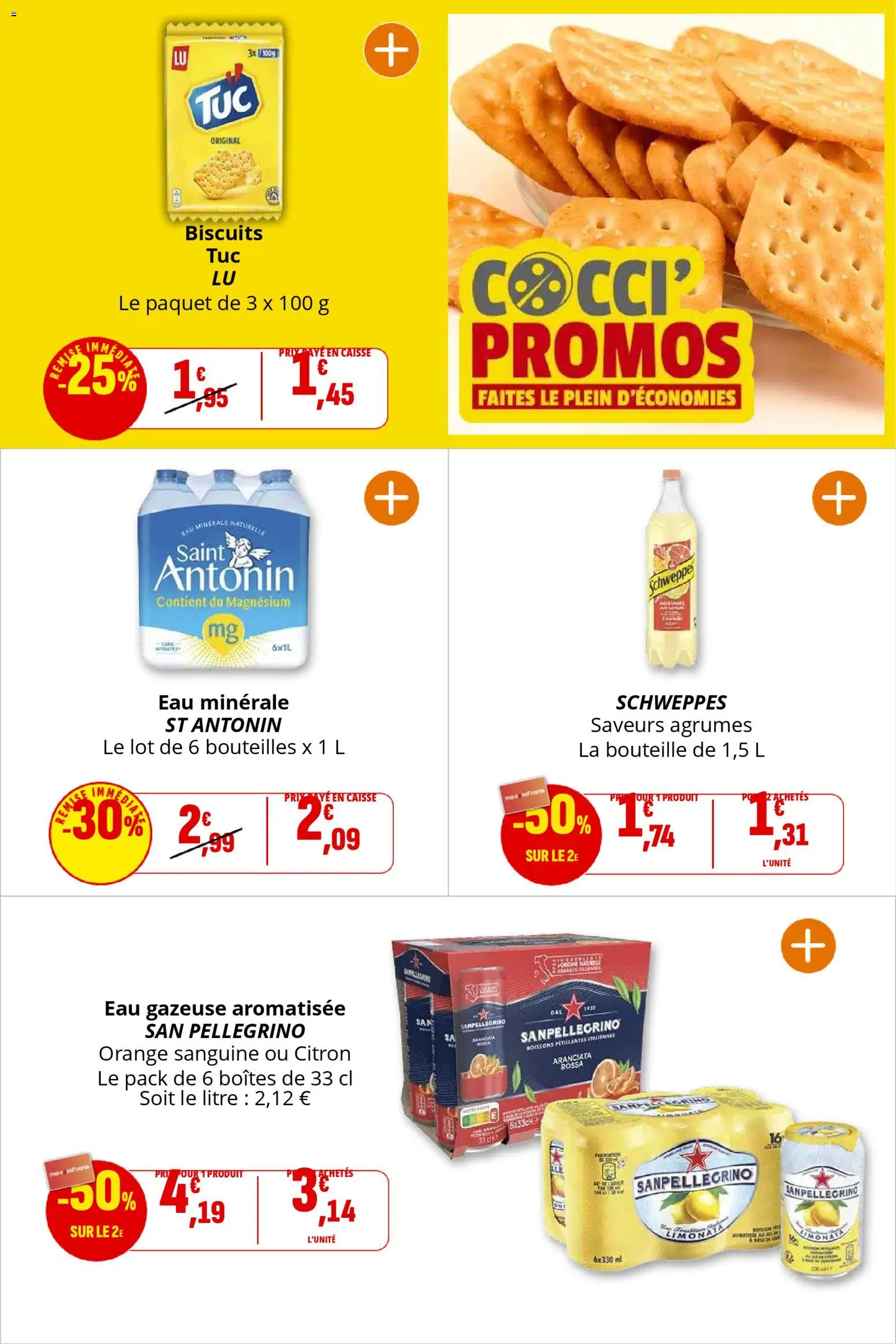 {H1} | Page: 24 | Produits: Eau minérale, Citron, Eau gazeuse, Biscuits