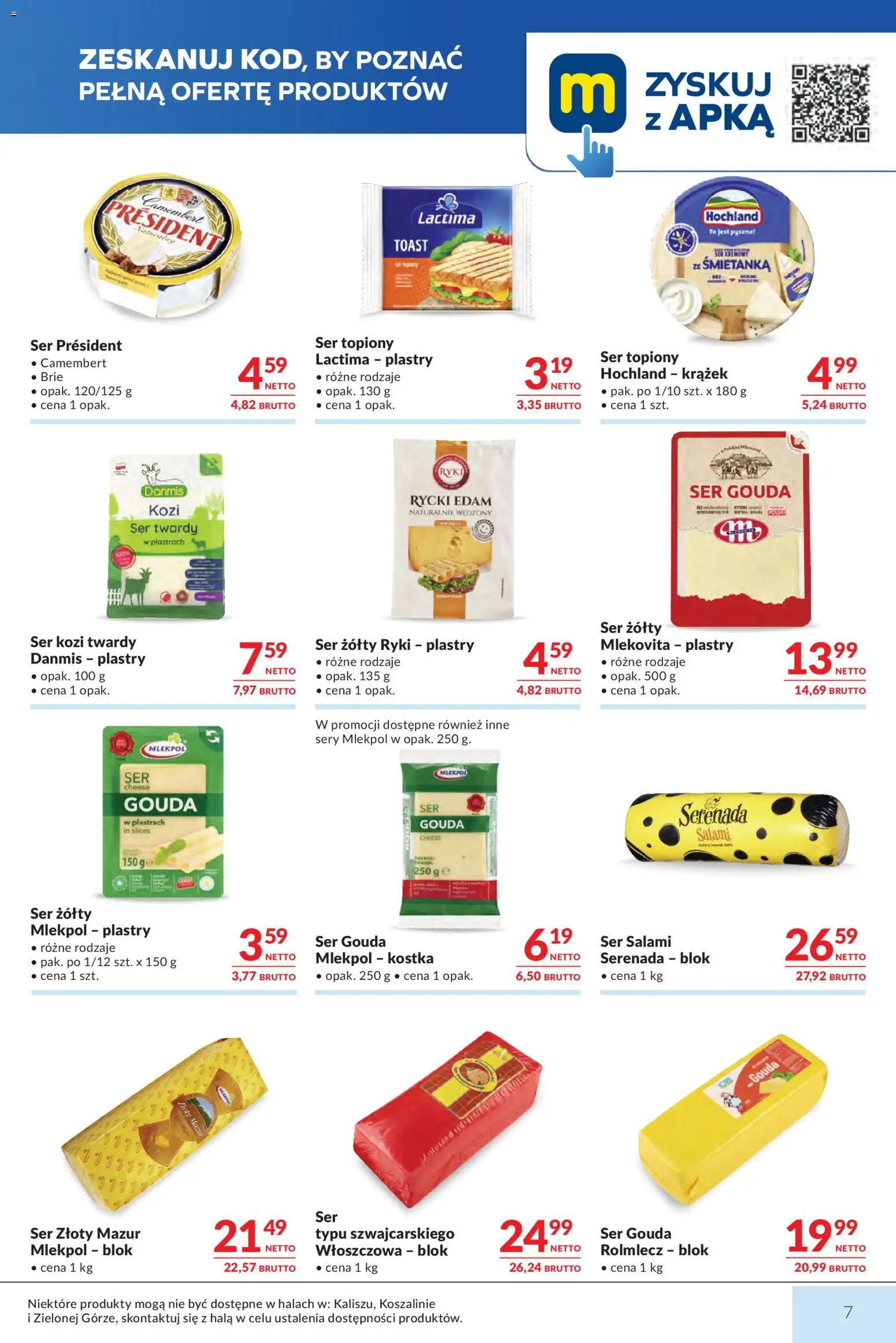 Makro gazetka od 14.04.2026 | Strona: 7 | Produkty: Ser żółty, Ser kozi, Camembert, Salami