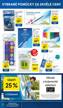 Tesco katalog od 11.08.2025 | Strana: 2 | Produkty: F&F, Ořezávátko, Kojenecké oblečení, Barvy