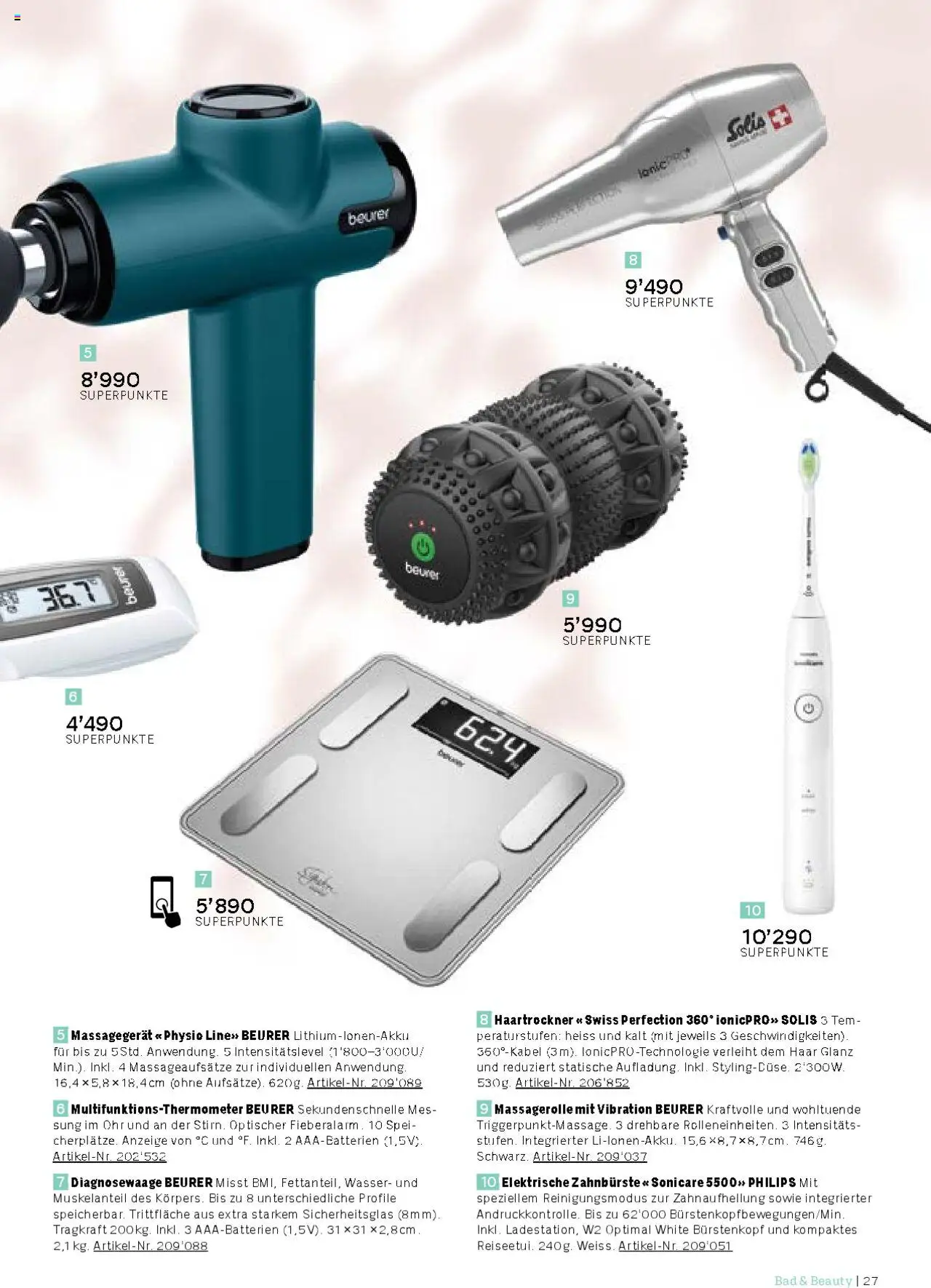 Coop Aktionen Praemien Shop ab 15.05.2025 | Seite: 27 | Produkte: Elektrische zahnbürste, Bad, Zahnbürste, Philips