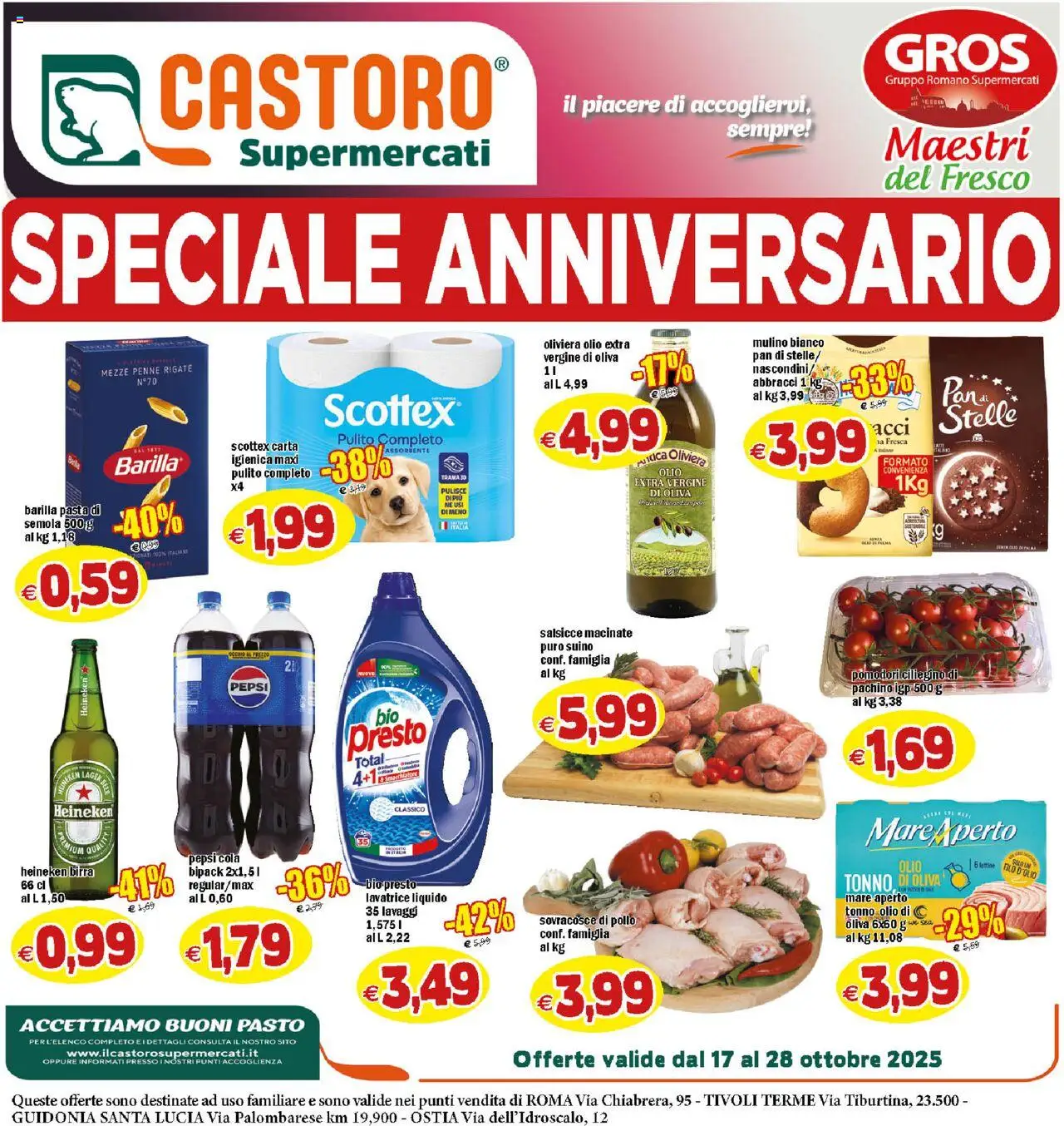 Volantino Il Castoro del 17.10.2025 | Pagina: 1 | Prodotti: Birra, Latte, Tonno, Penne