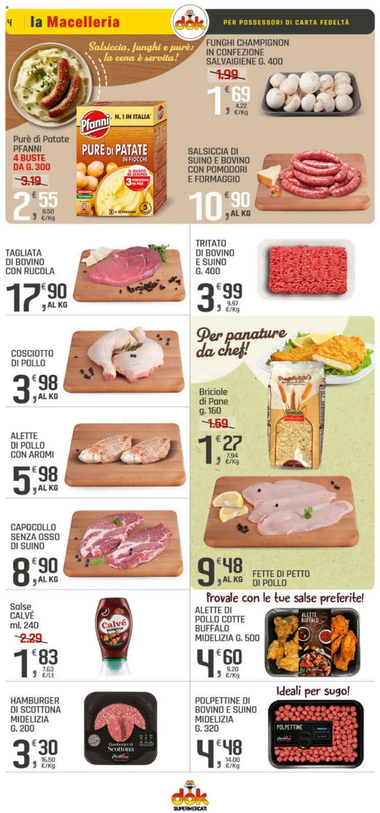 Volantino DOK del 23.10.2025 | Pagina: 4 | Prodotti: Bovino, Pomodori, Sugo, Hamburger