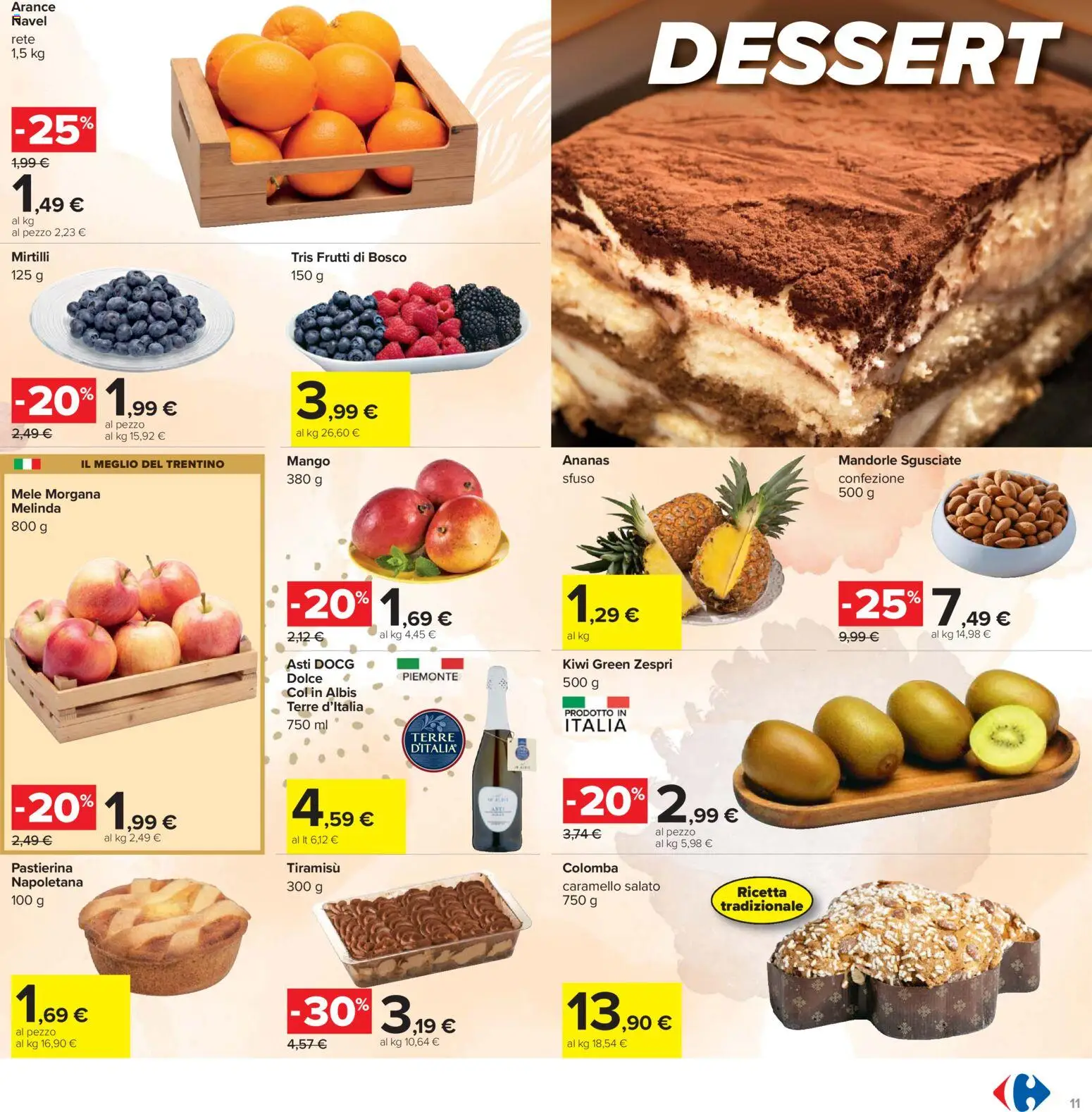 Volantino Carrefour del 24.03.2026 | Pagina: 11 | Prodotti: Arance, Mango, Ananas, Mirtilli