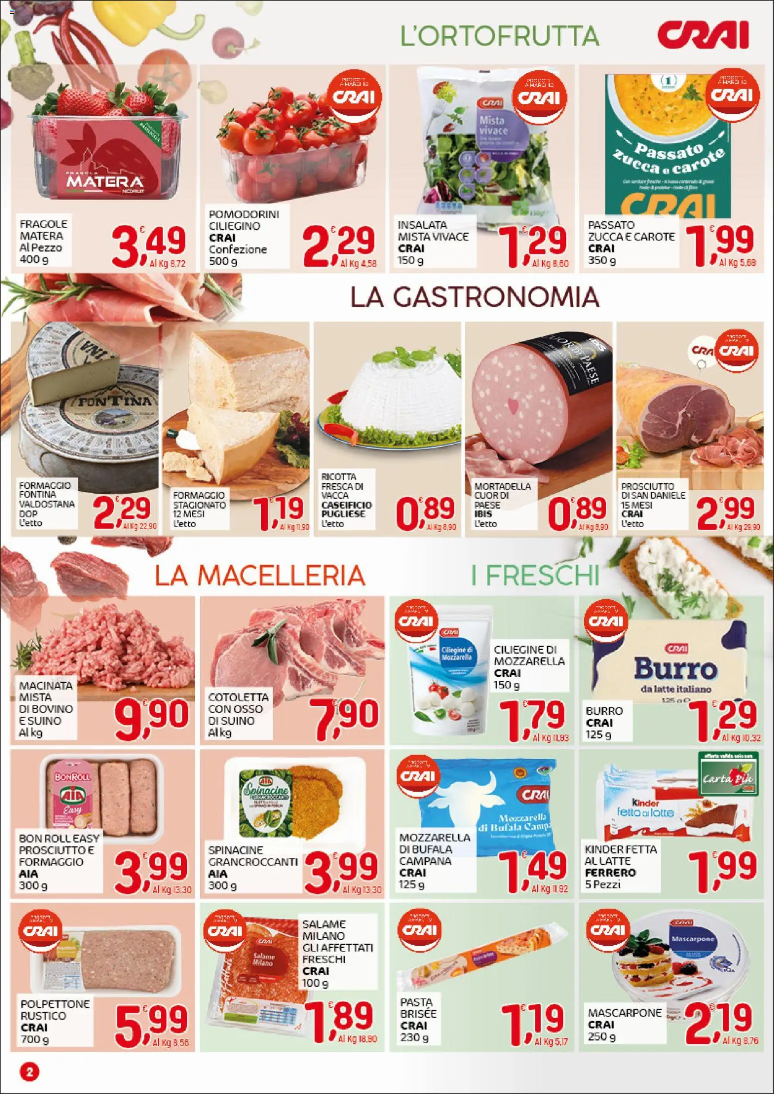 Volantino CRAI del 05.03.2026 | Pagina: 2 | Prodotti: Mozzarella, Formaggio, Ricotta, Pasta brisée