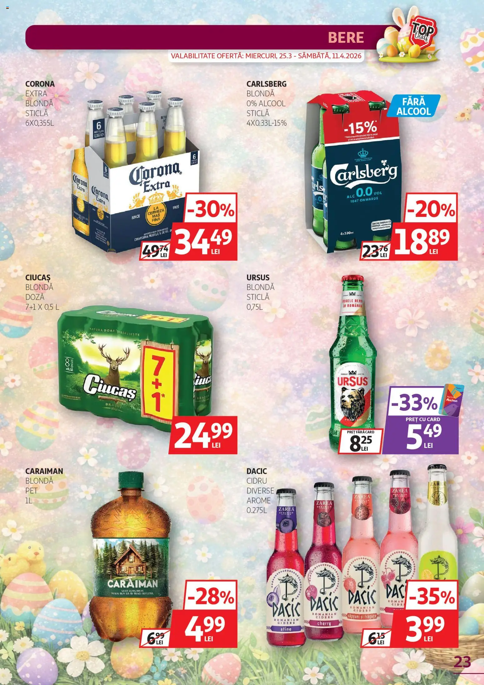 Noul catalog Auchan – valabil de la 25.03.2026 | Pagină: 23 | Produse: Afine, Klozet koku giderici, Bere, Căpșuni