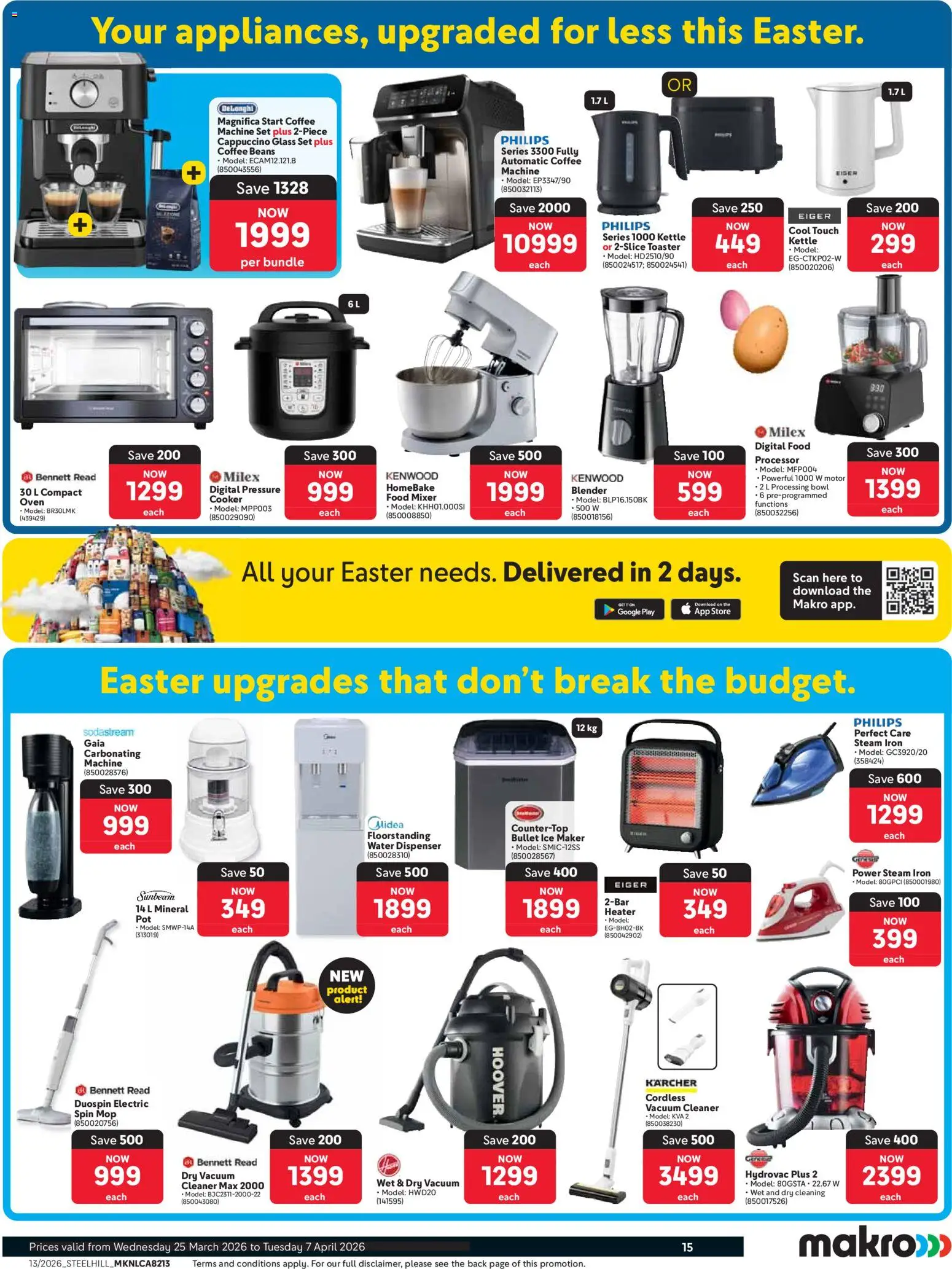New Makro catalogue – valid from 25.03.2026 | Page: 15 | Products: Kettle, Iron, Coffee, Mop