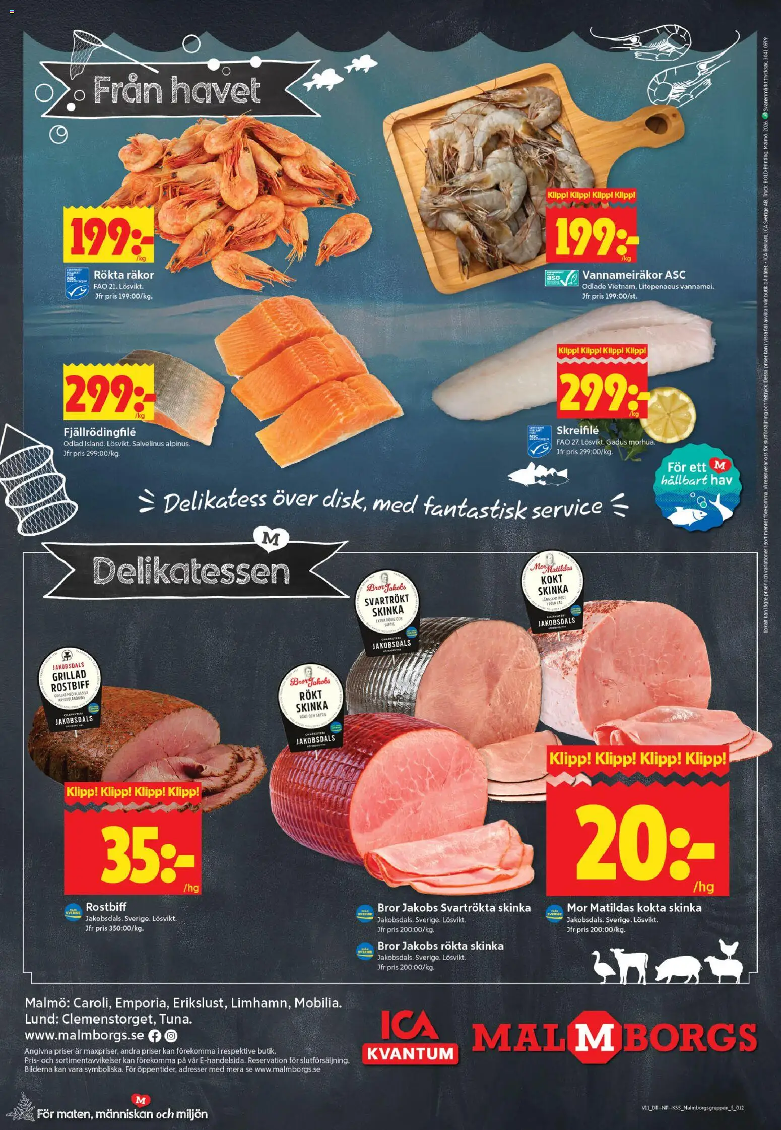 ICA Kvantum reklamblad aktuell från 09.03.2026 | Sida: 12 | Produkter: Håv, Räkor, Skinka