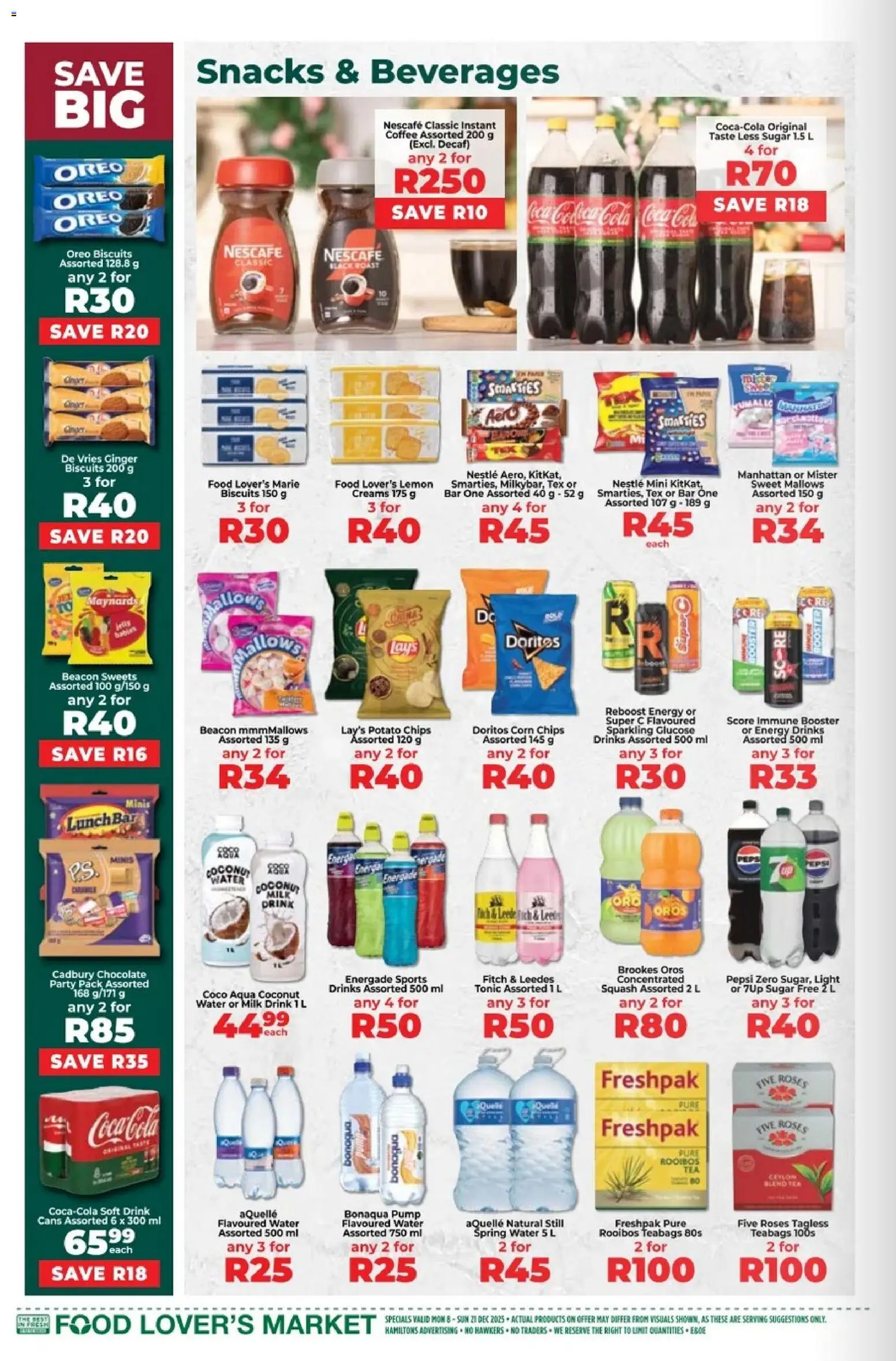 New Food Lover's Market catalogue – valid from 08.12.2025 | Page: 14 | Products: Sweets, Squash, Snacks, Water