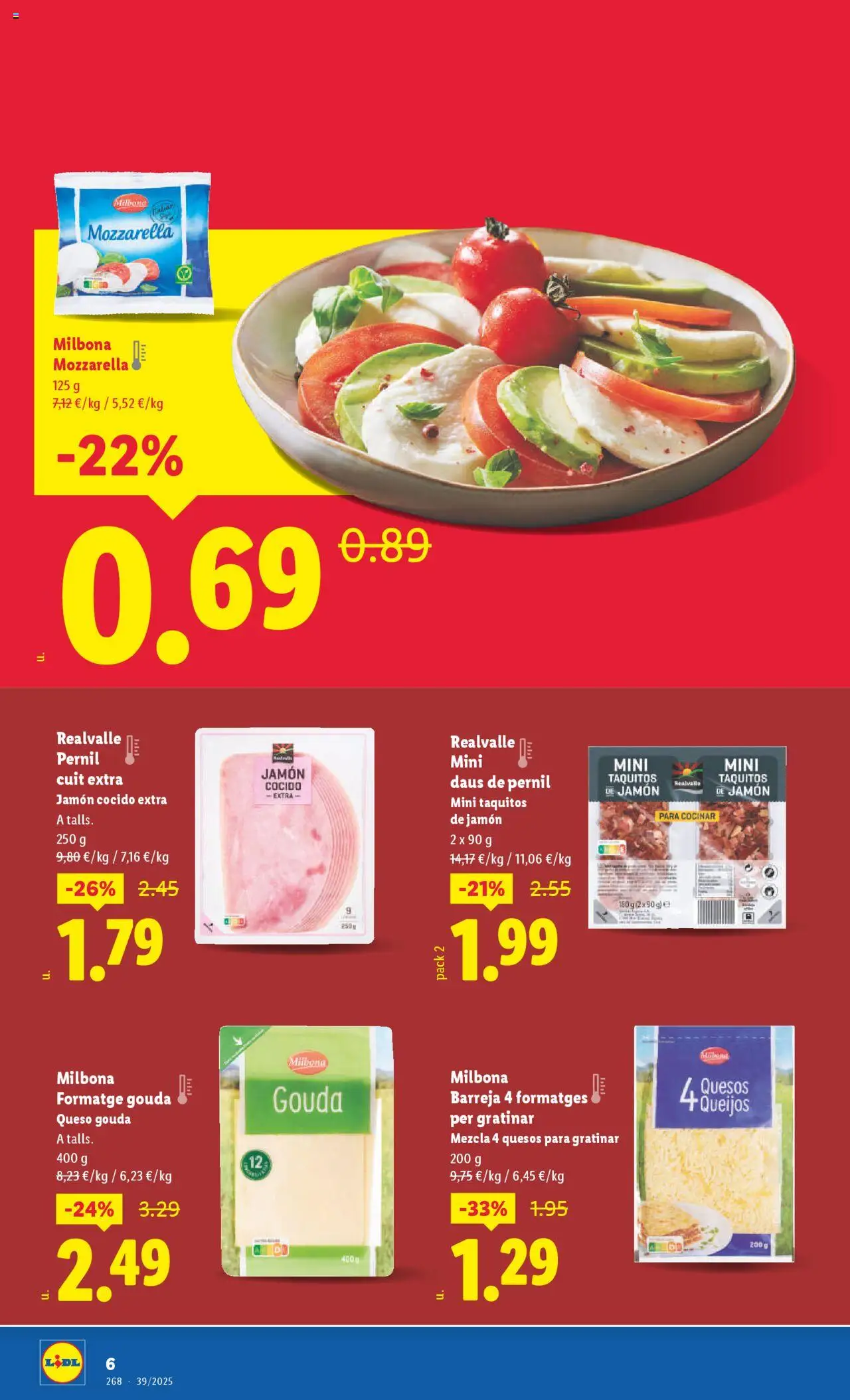 Lidl - Manresa │ válido desde el 26.09.2025 | Página: 6 | Productos: Queso, Jamón, Jamón cocido, Queso Gouda