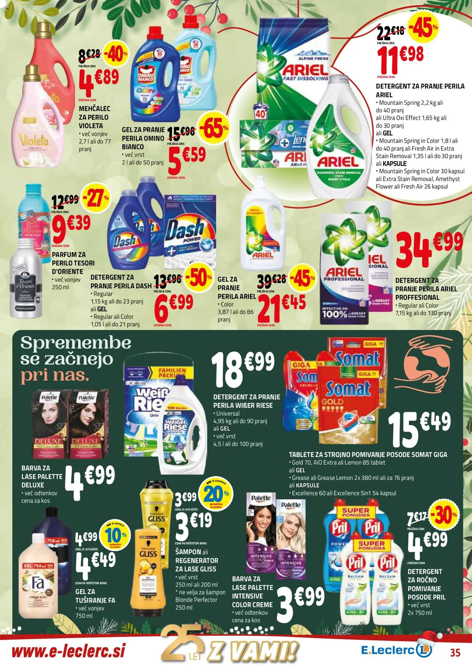 Novi E.leclerc katalog ponudbe – veljaven od 10.12.2025 | Stran: 35 | Izdelki: Mehčalec, Parfum, Detergent, Barva