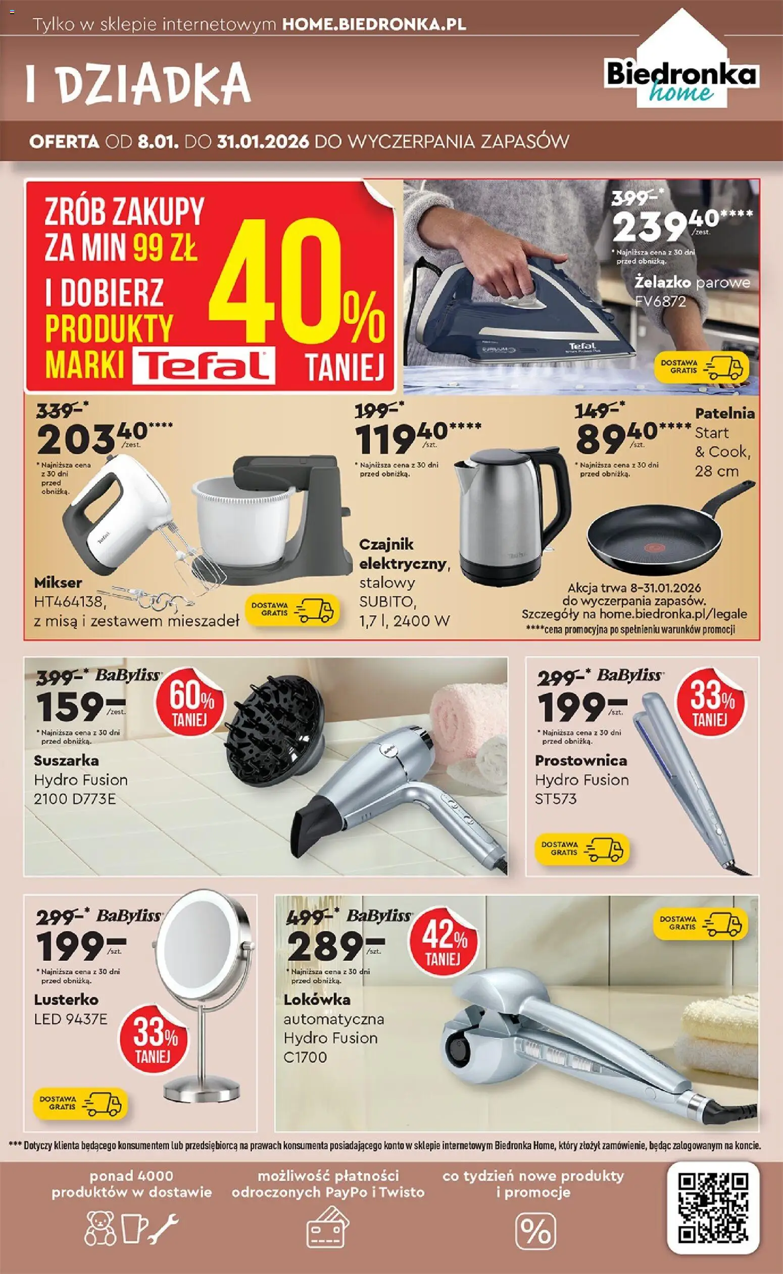 Biedronka gazetka - Home od 03.01.2026 | Strona: 3 | Produkty: Mikser, Prostownica, Patelnia, Tefal