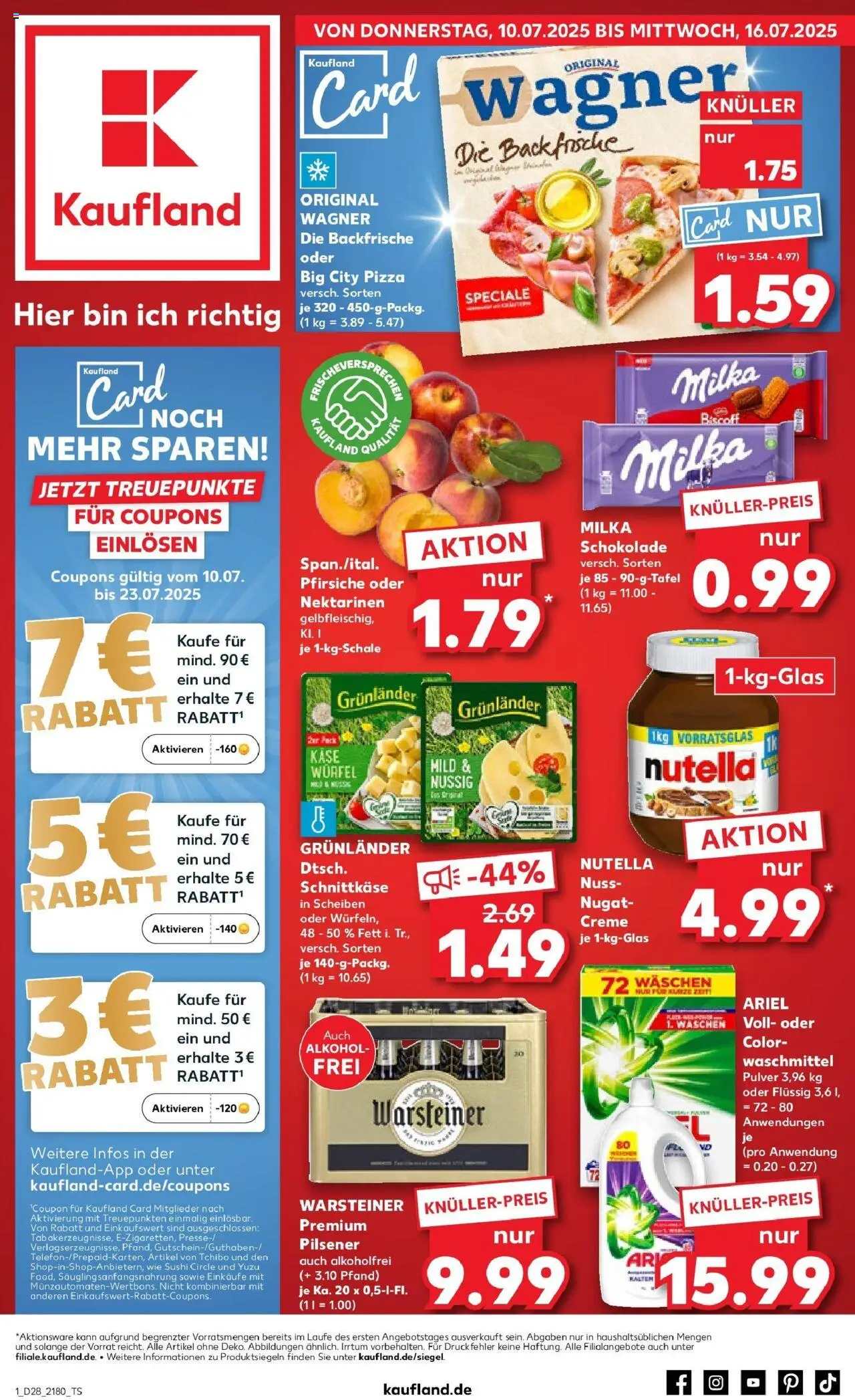 Kaufland prospekt Lindau (Bodensee)	 - gültig ab dem 09.07.2025 | Seite: 1 | Produkte: Nektarinen, Milka schokolade, Warsteiner, Pizza