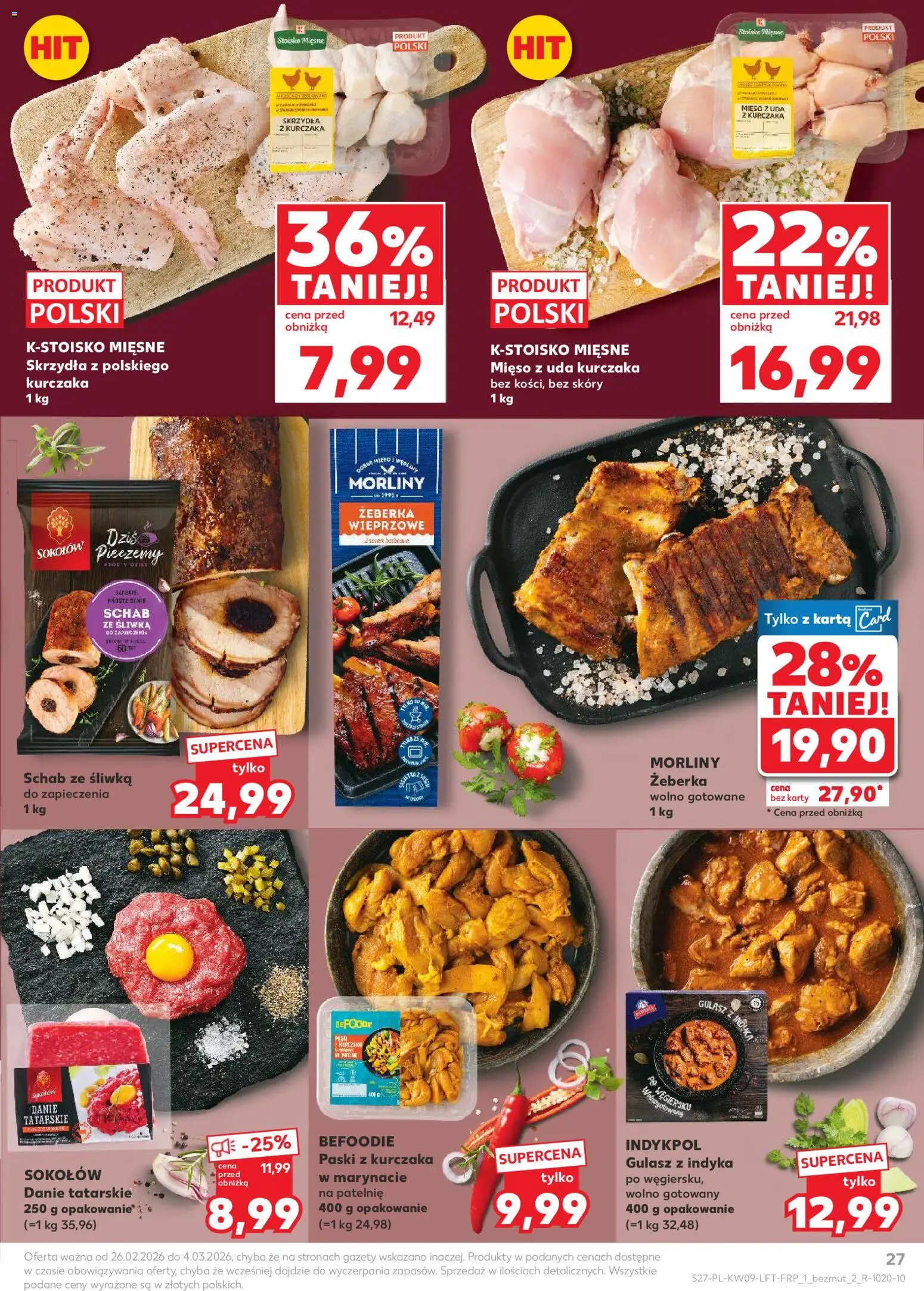 Kaufland gazetka od 26.02.2026 | Strona: 27 | Produkty: Karta, Wolno gotowane, Schab ze śliwką, Gulasz