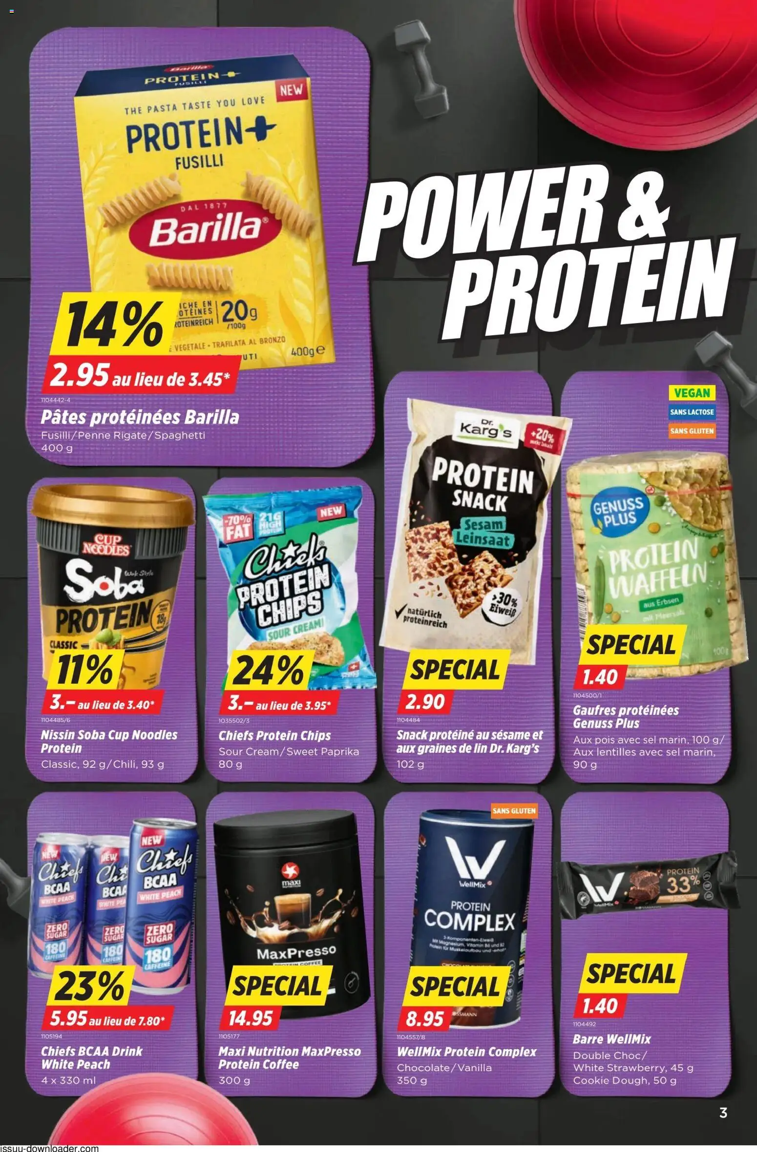 Denner aktionen FR – gültig ab 09.04.2026 | Seite: 3 | Produkte: Barilla, Waffeln, Pasta, Chips