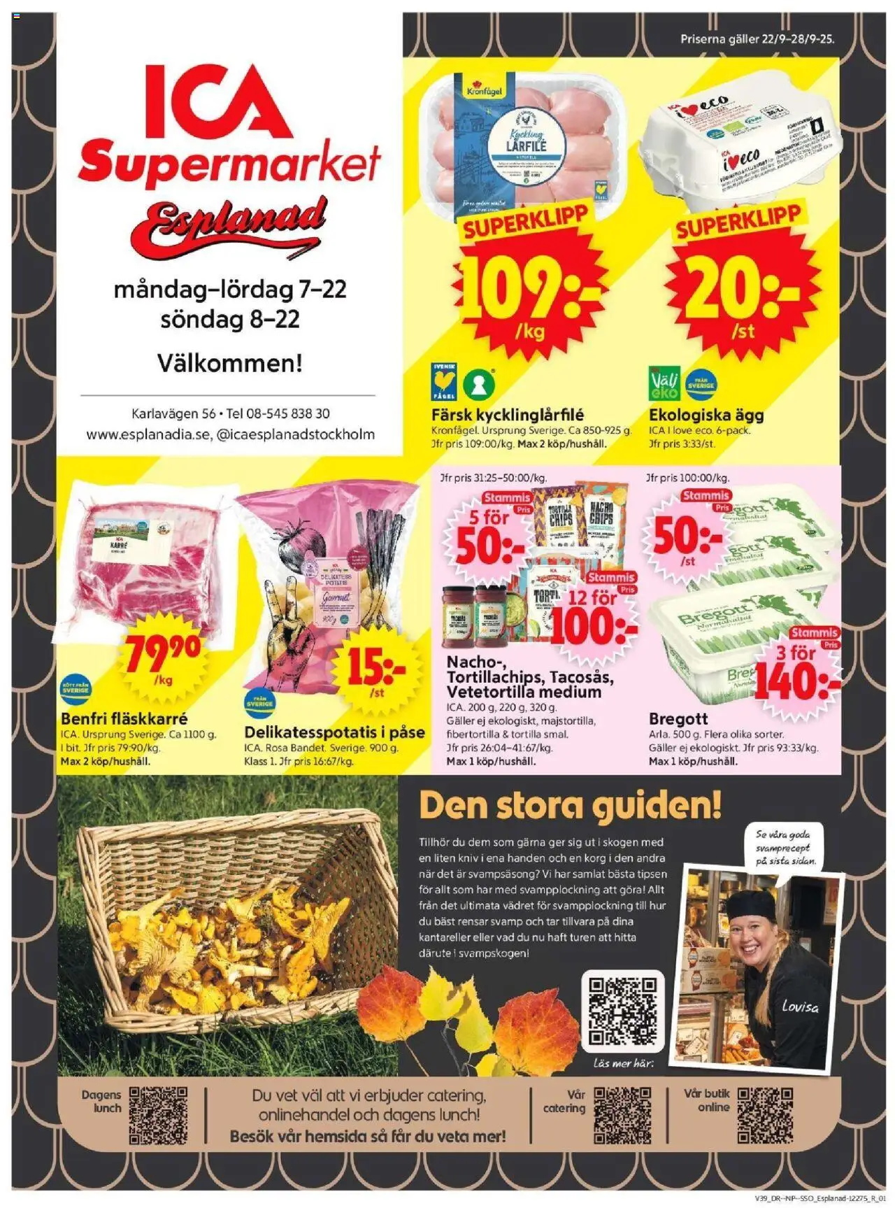 ICA Supermarket reklamblad aktuell från 22.09.2025 | Sida: 1 | Produkter: Svamp, Galler, Korg, Potatis