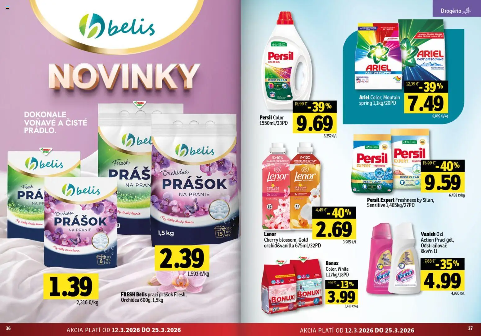 Nové Fresh akcie – leták je platný od 12.03.2026 | Strana: 19 | Produkty: Prací prášok, Vanish, Bonux, Lenor